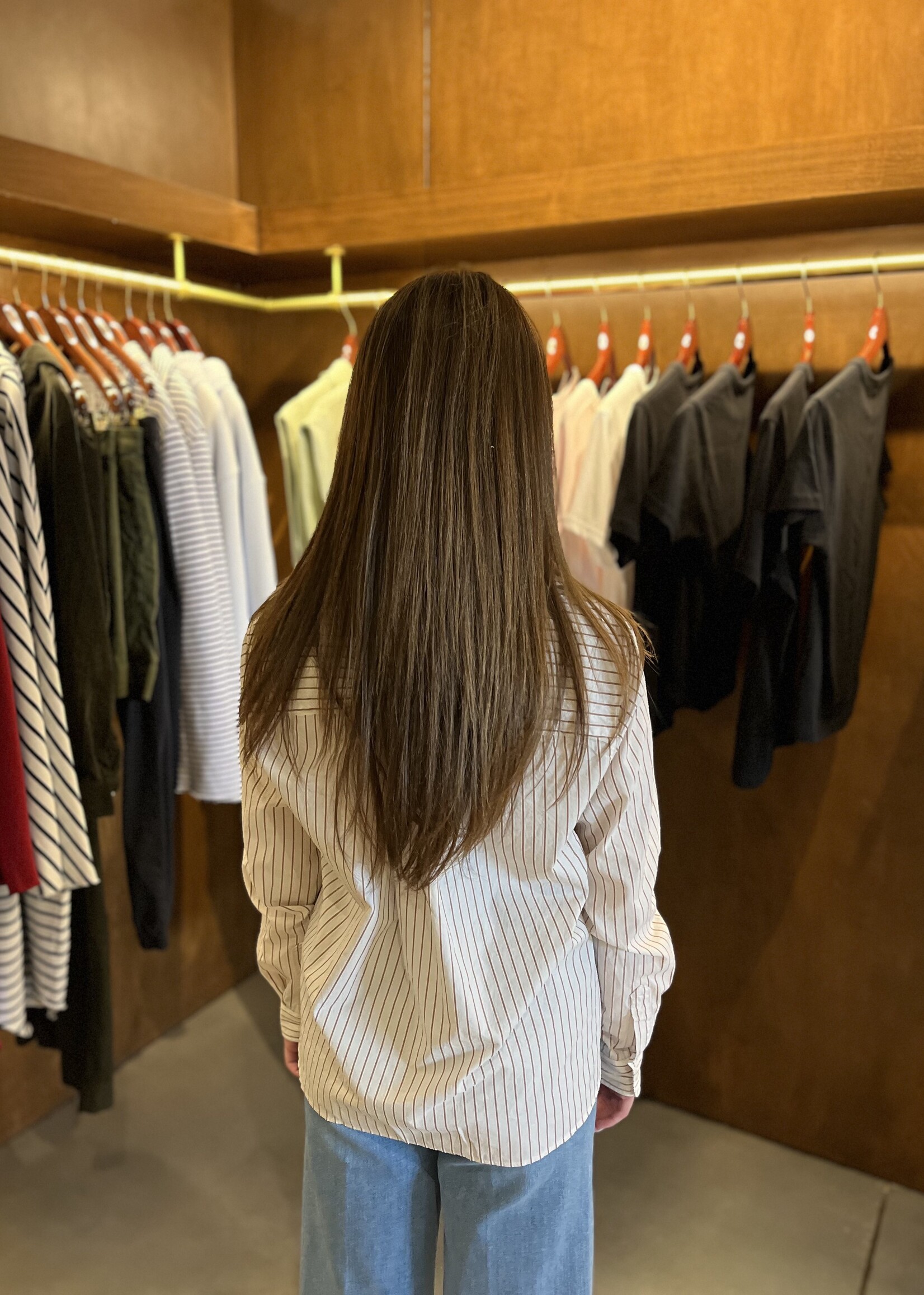 Frank & Eileen Silvio Untuckable Button-Up- Camel Cream Stripe CMCS