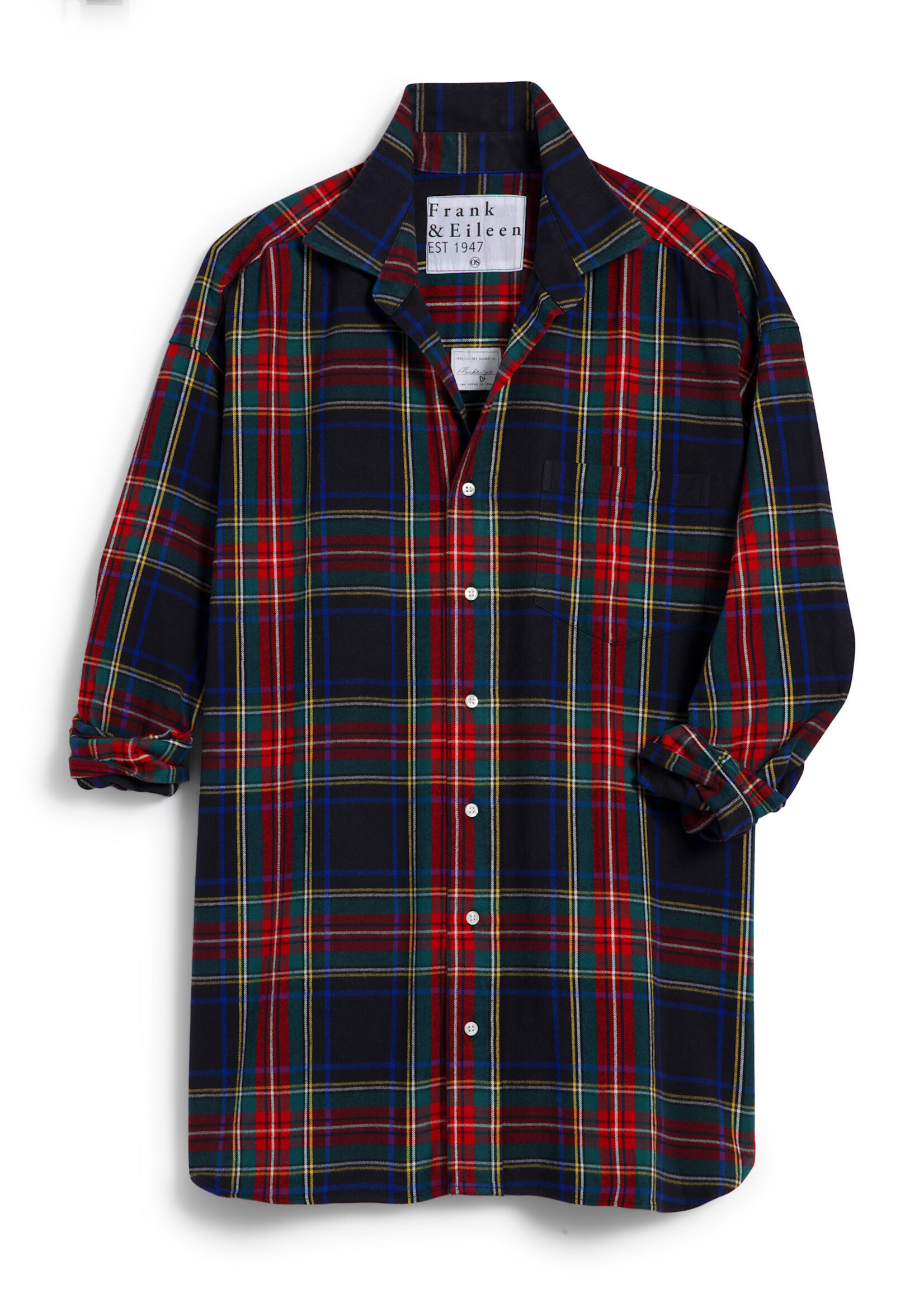 Frank & Eileen Mackenzie One Size Oversized Button-Up- Black Large Plaid EXBK