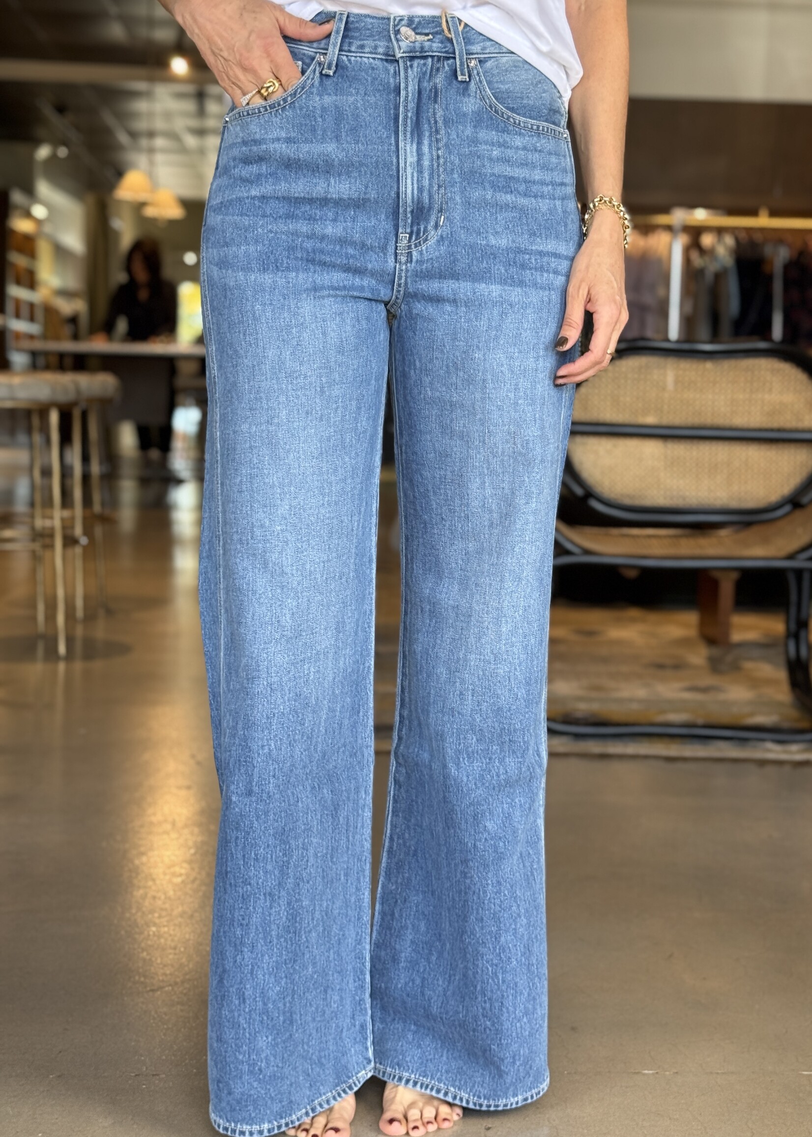 Veronica Beard Taylor High Rise Wide Leg- French Kiss