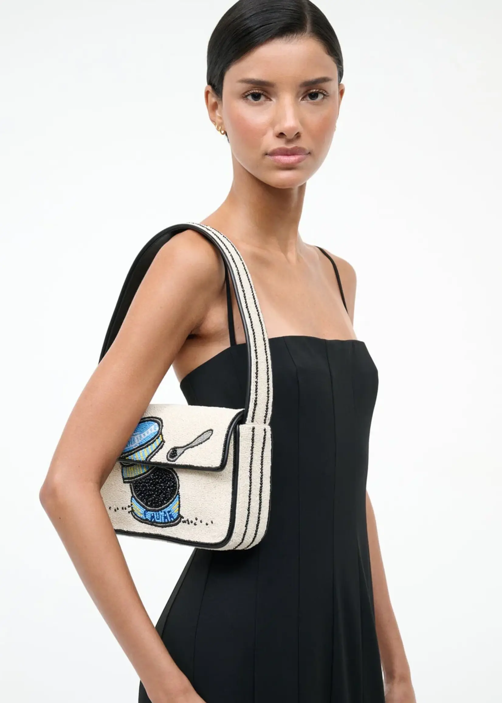 Staud Tommy Beaded Bag- Caviar Dreams