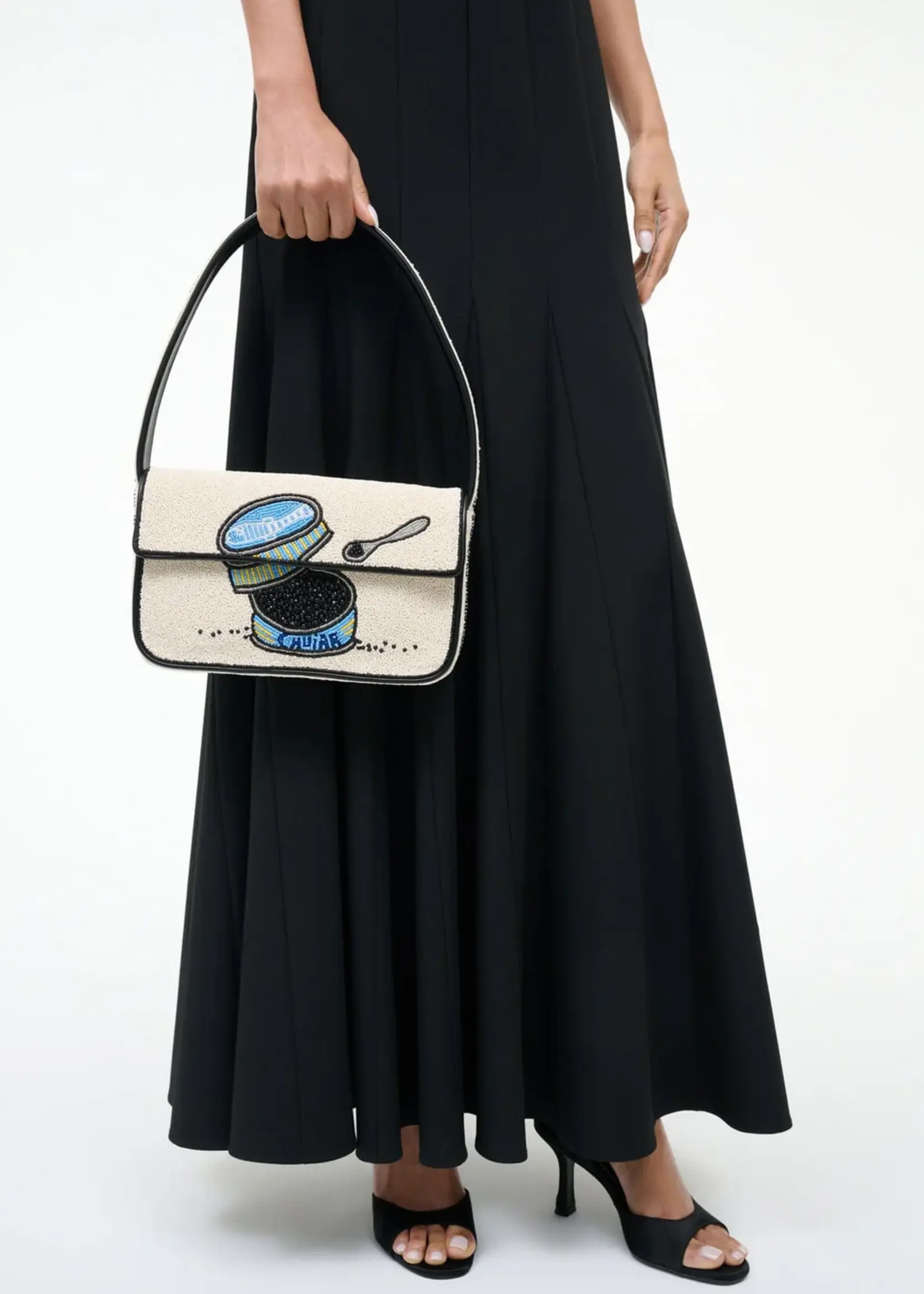 Staud Tommy Beaded Bag- Caviar Dreams