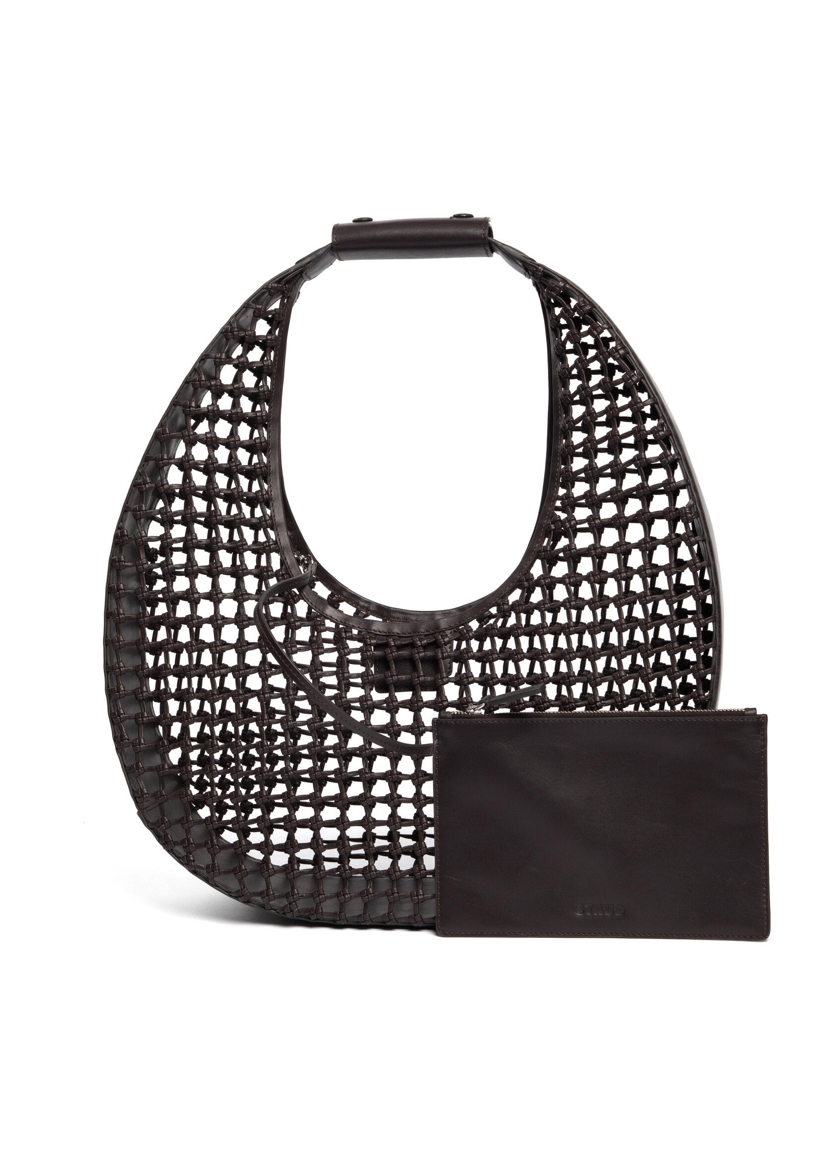 Staud Large Moon Hand-Knotted Tote- Espresso