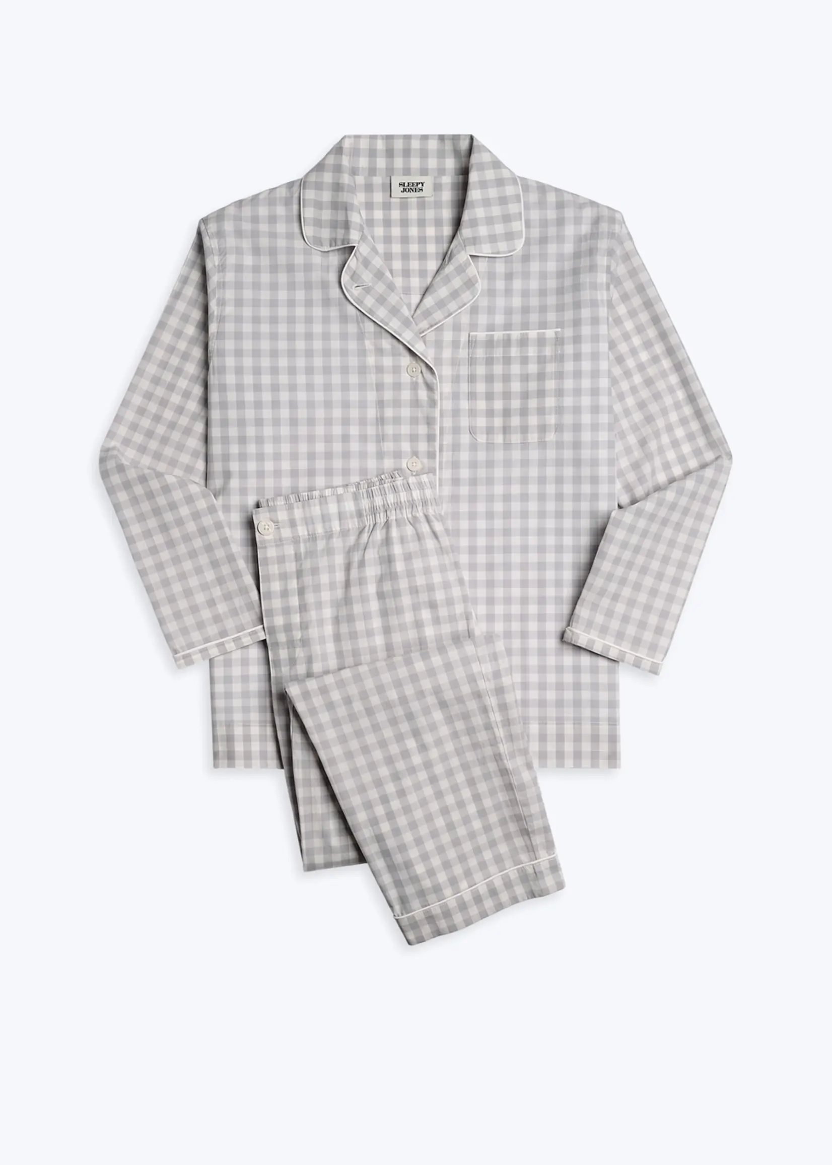 Sleepy Jones Bishop Pajama Set- Large Grey Gingham
