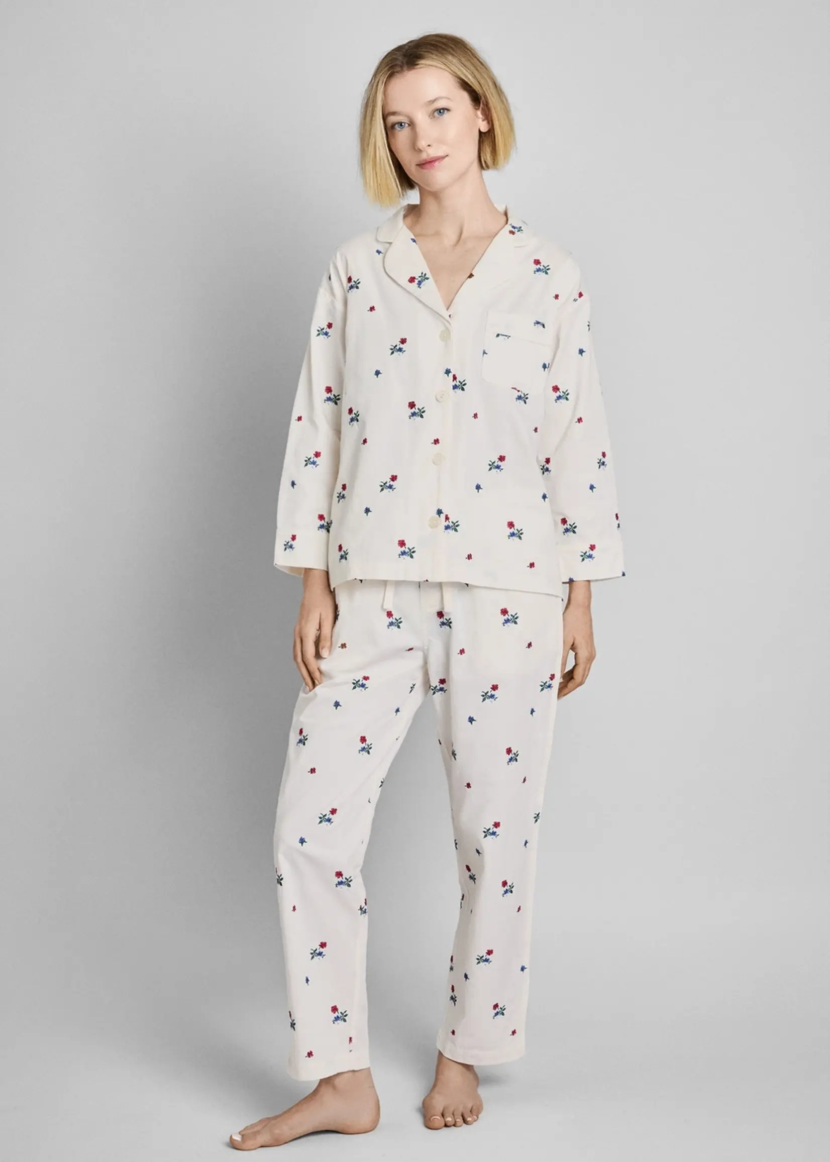 Marina Pajama Set- Embroidered Posy