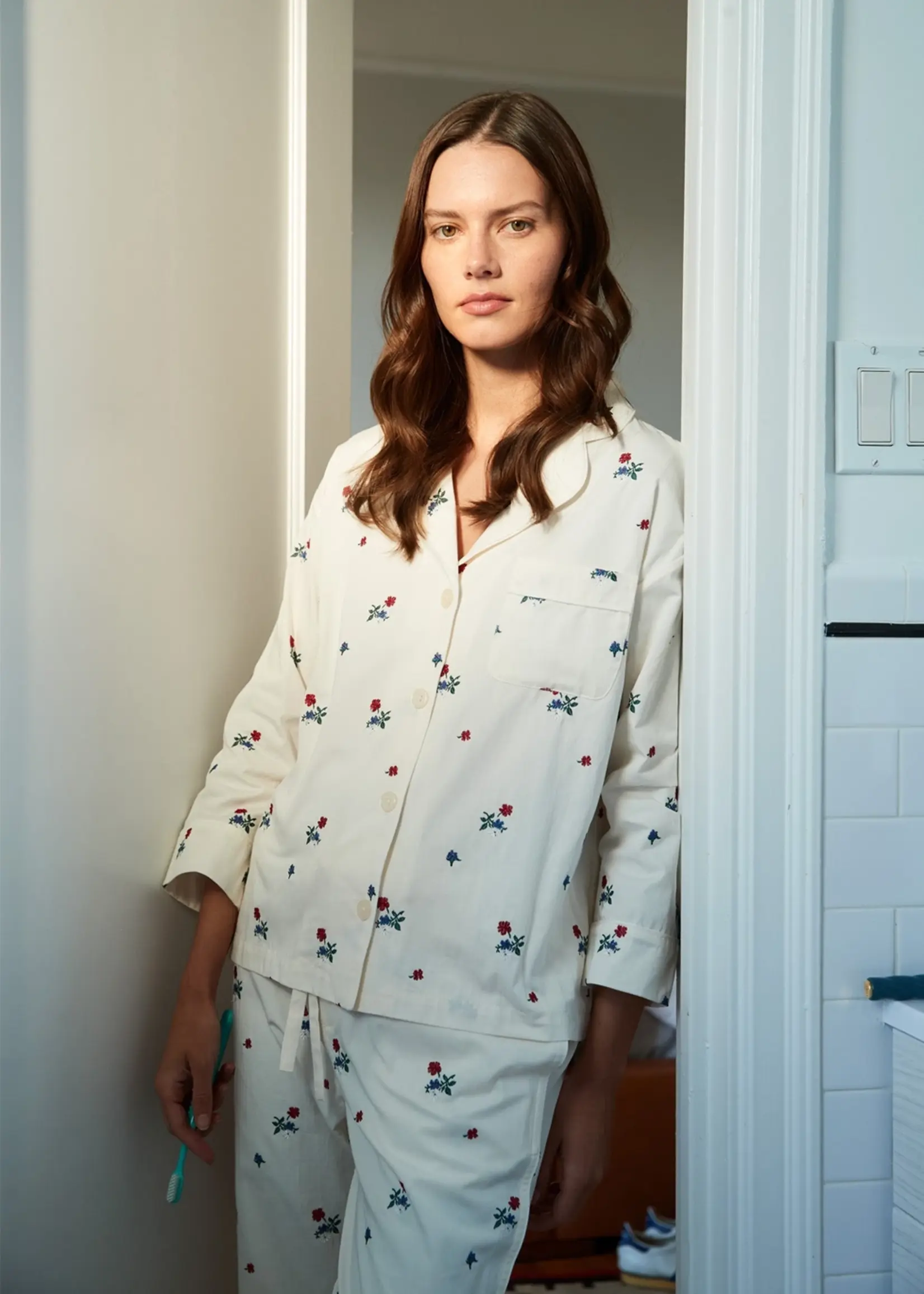 Marina Pajama Set- Embroidered Posy
