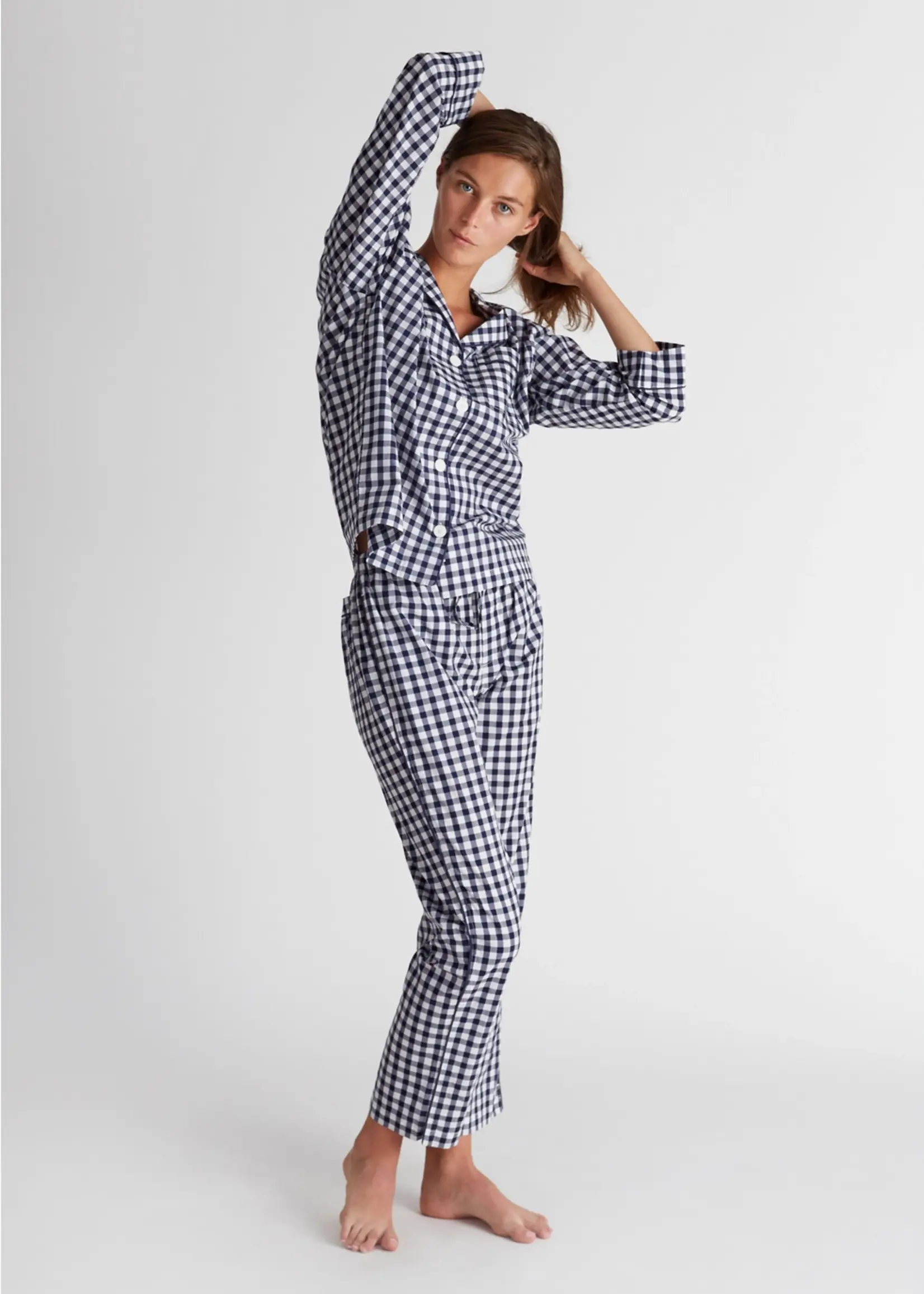 Marina Pajama Set- Large Navy Gingham