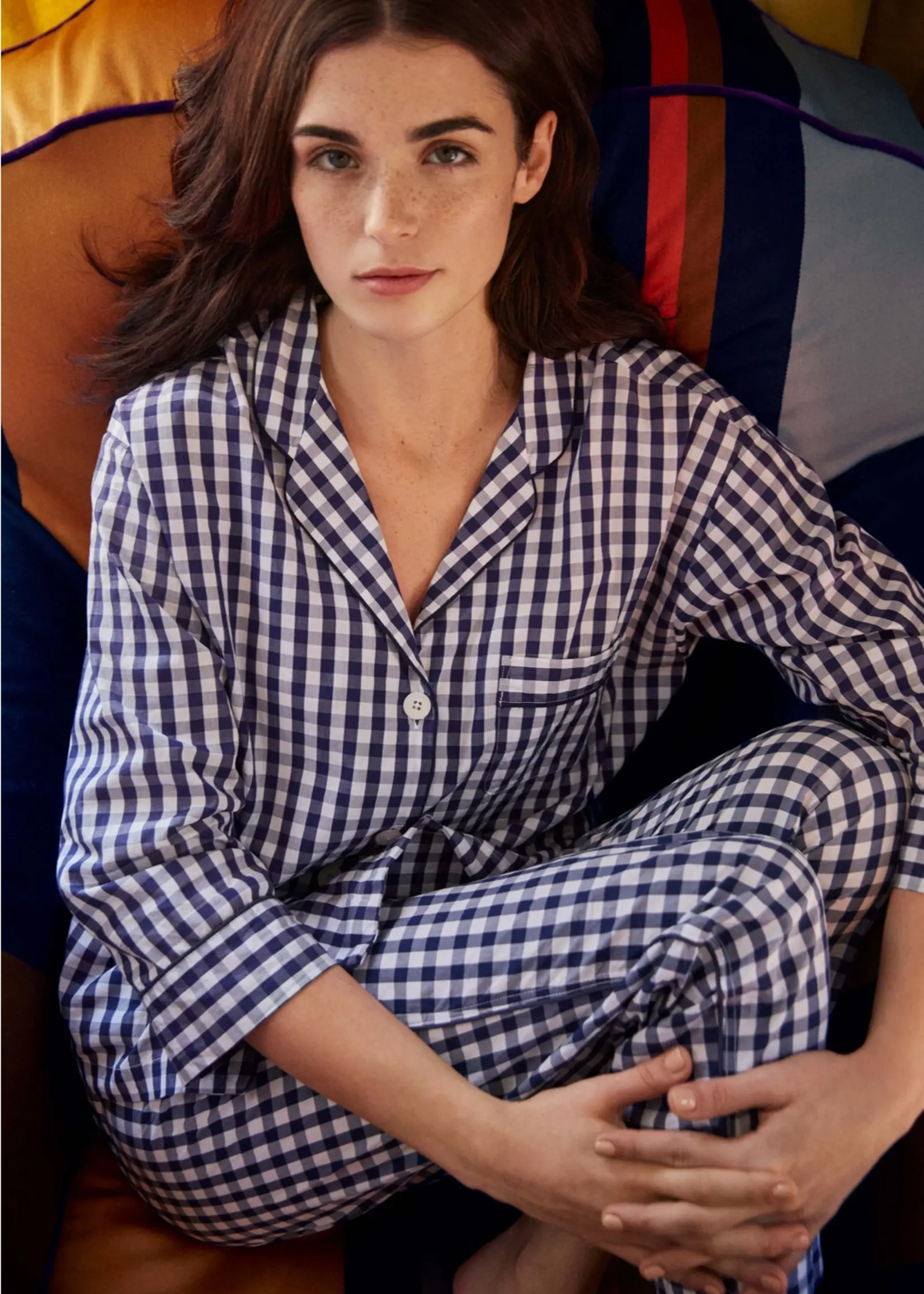 Marina Pajama Set- Large Navy Gingham