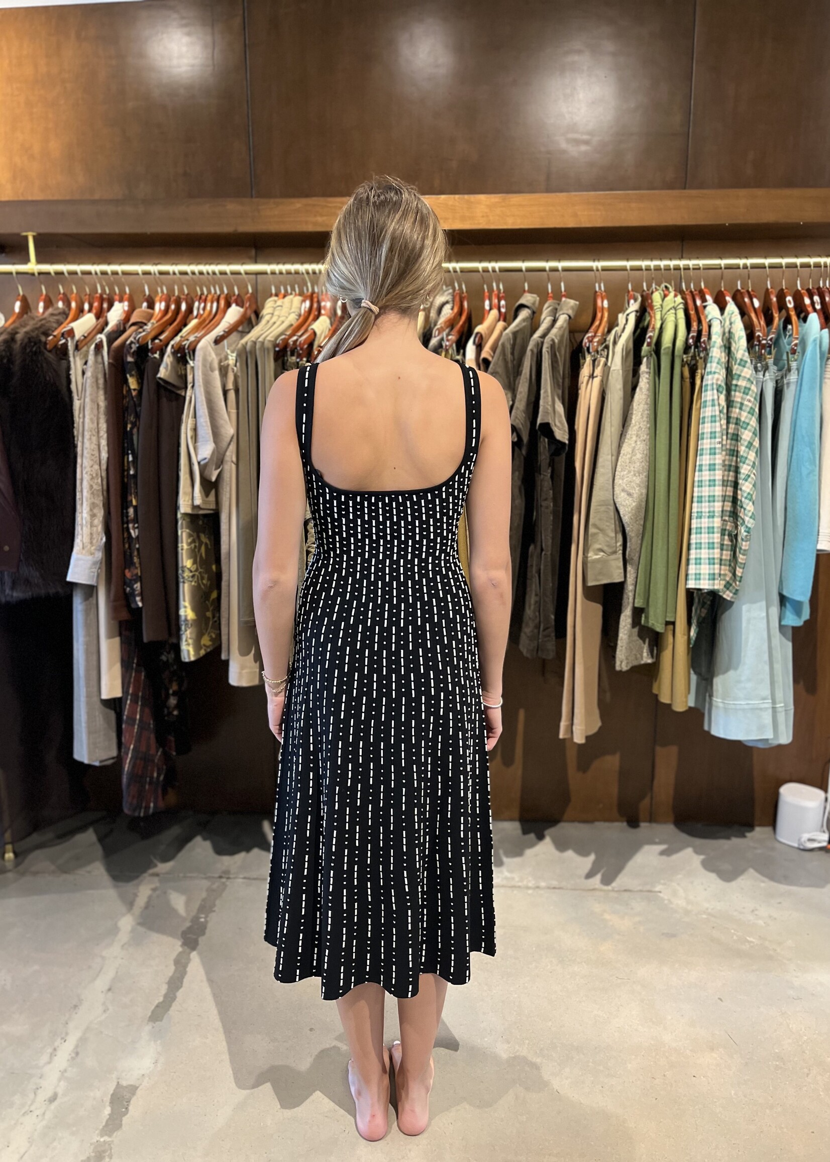 Staud Ellison Dress- Black Geo