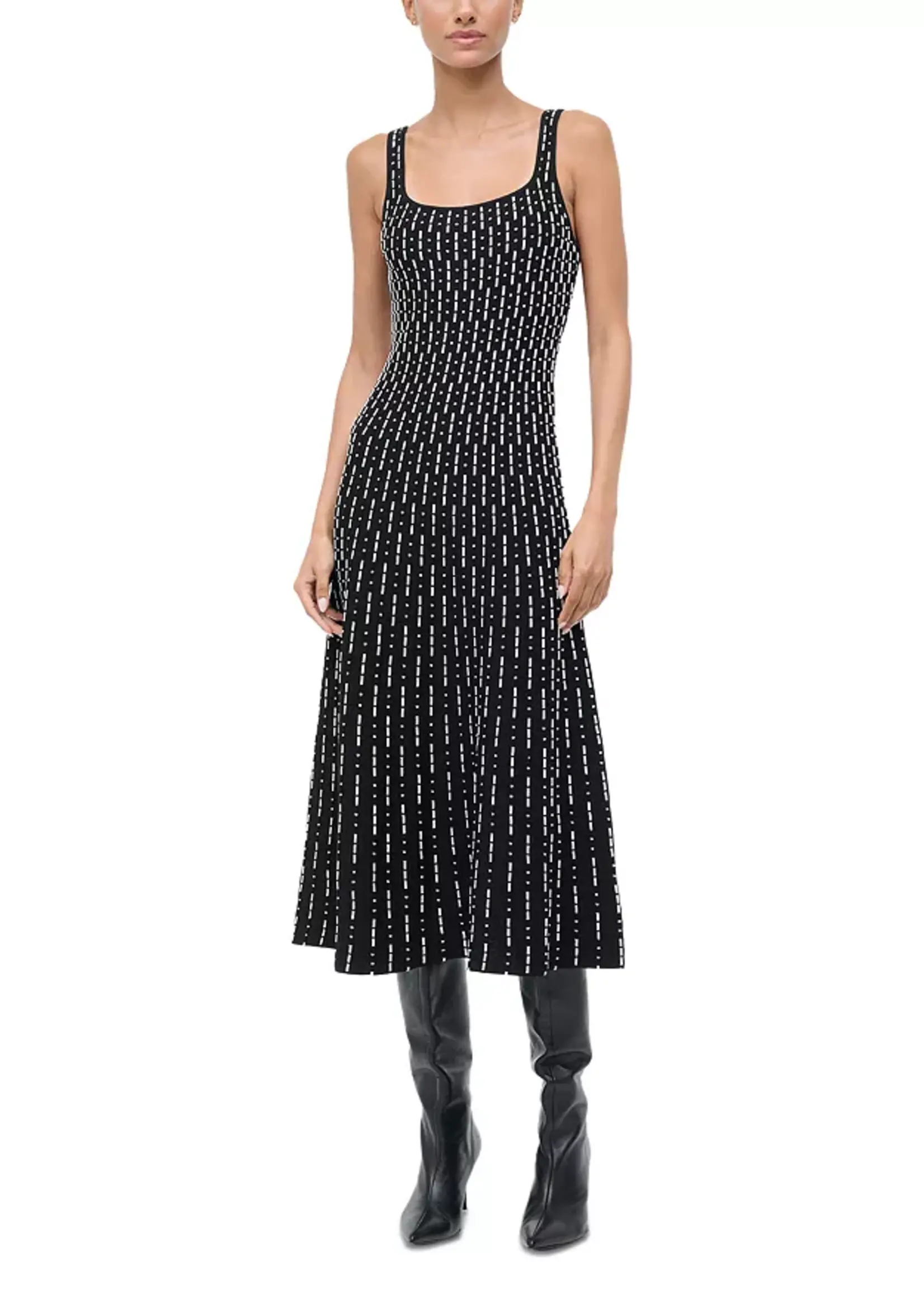 Staud Ellison Dress- Black Geo