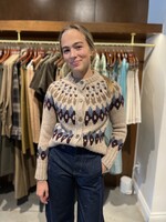 Veronica Beard Christina Fairisle Cardigan- Oatmeal