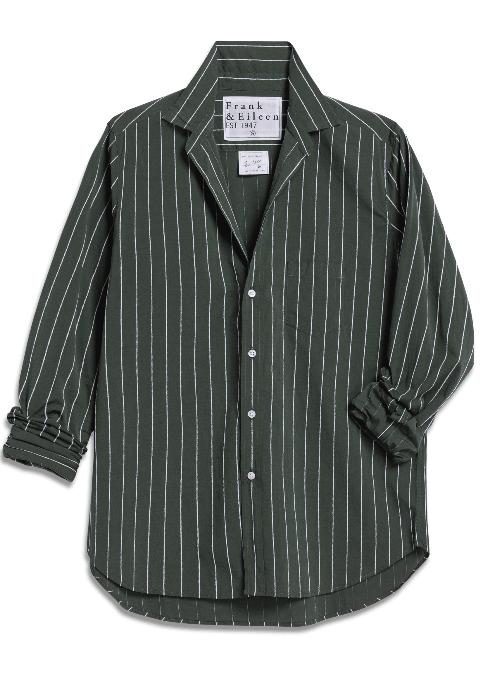 Frank & Eileen Eileen Relaxed Button-Up- Green White Textured Stripe WTVS