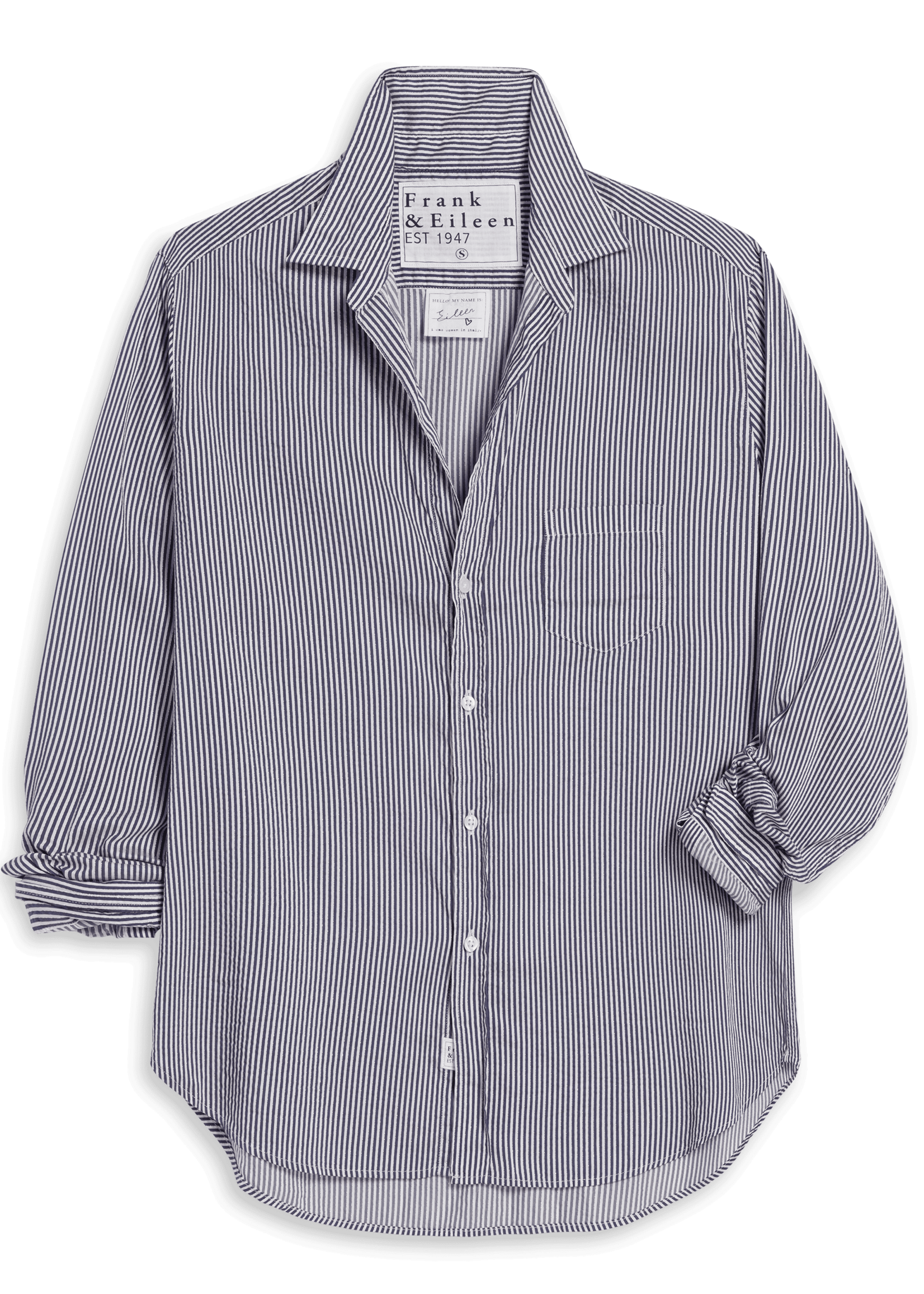 Frank & Eileen Eileen Relaxed Button-Up- Blue, White, Silver Stripe BSSG