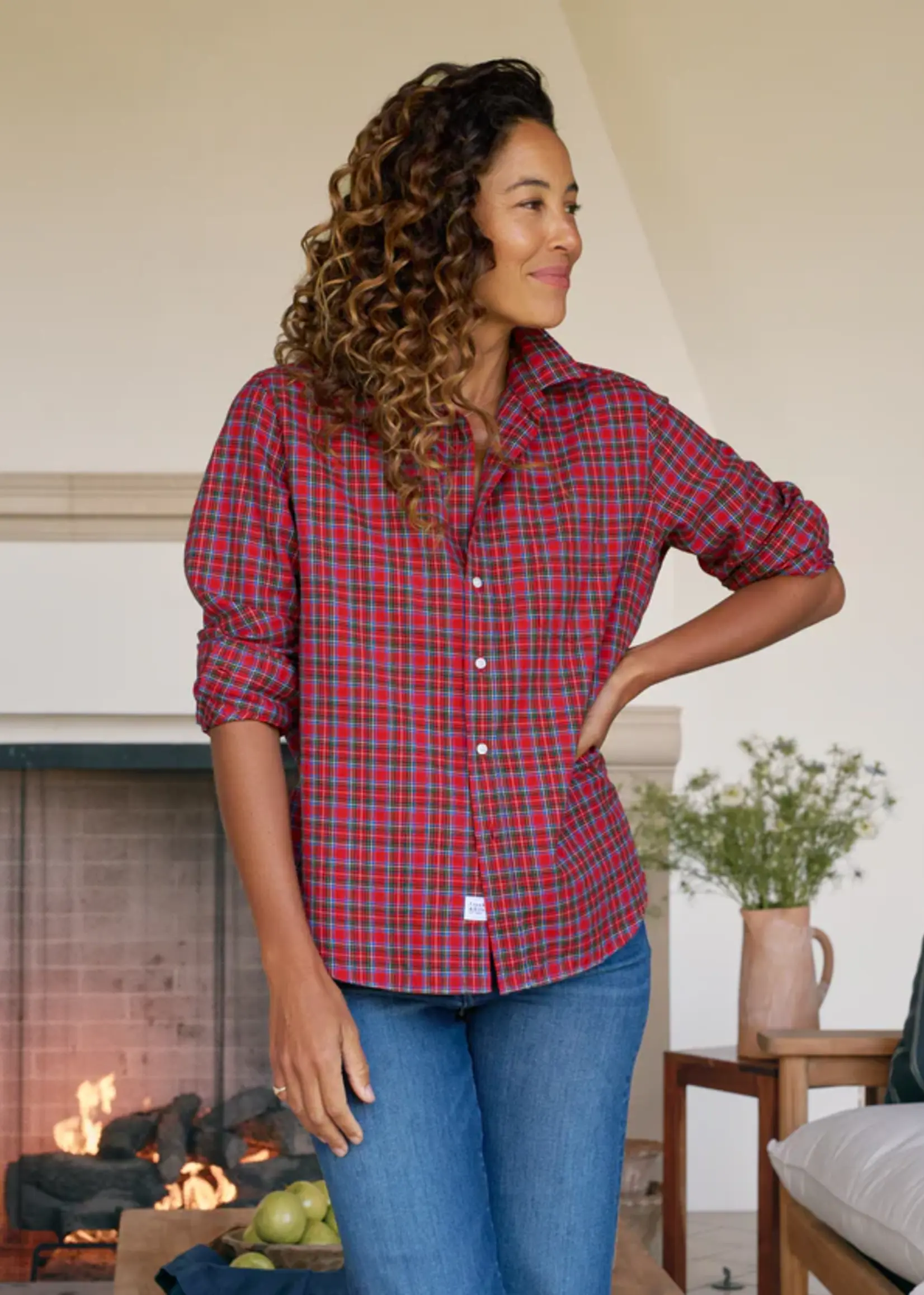 Frank & Eileen Eileen Relaxed Button-Up- Multicolor Red Plaid MBRW