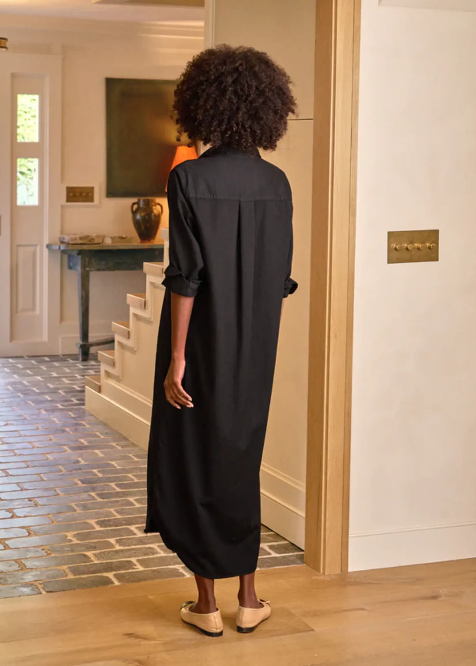 Frank & Eileen Rory Maxi Shirtdress- Blackout Denim BKCD