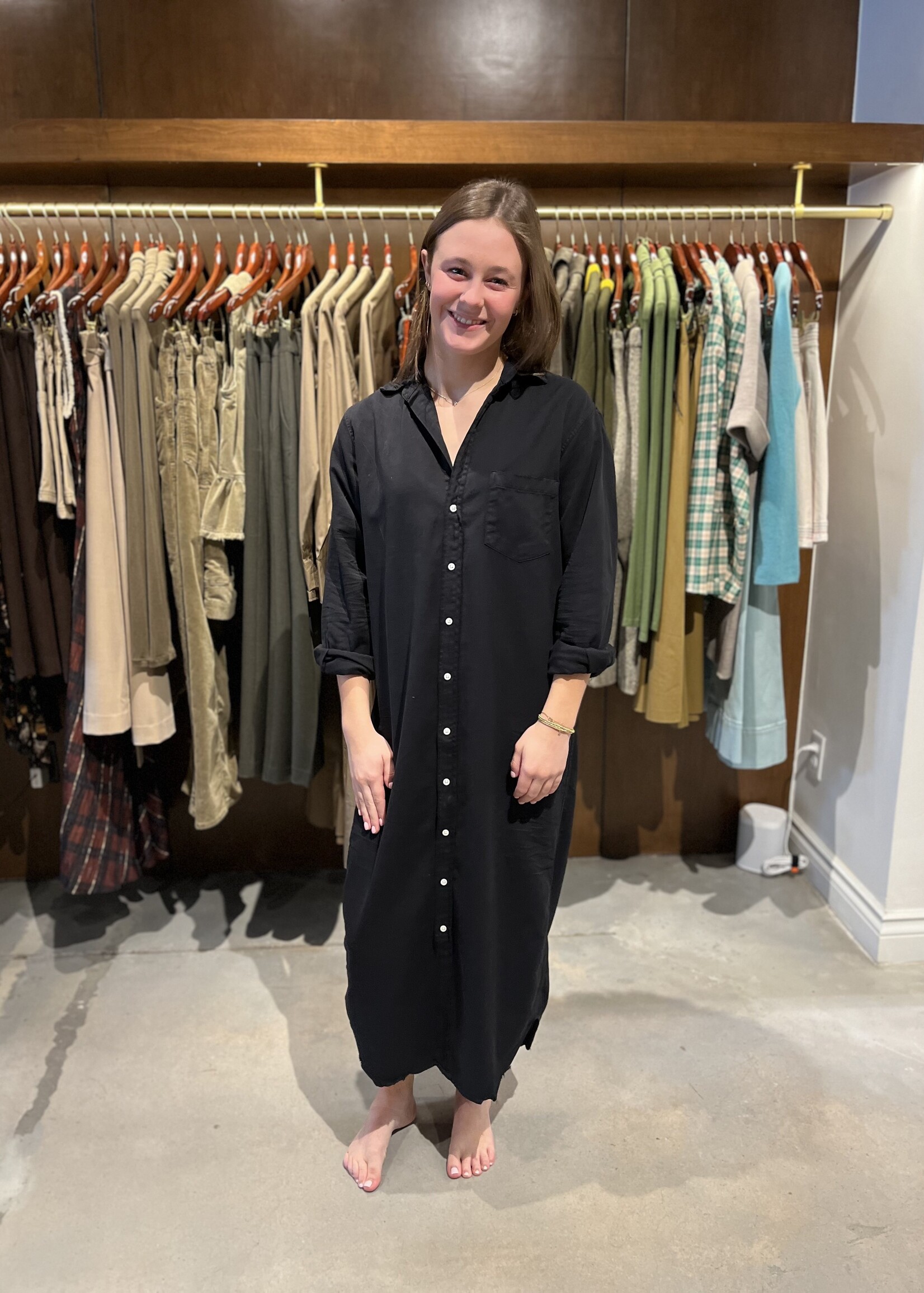 Frank & Eileen Rory Maxi Shirtdress- Blackout Denim BKCD