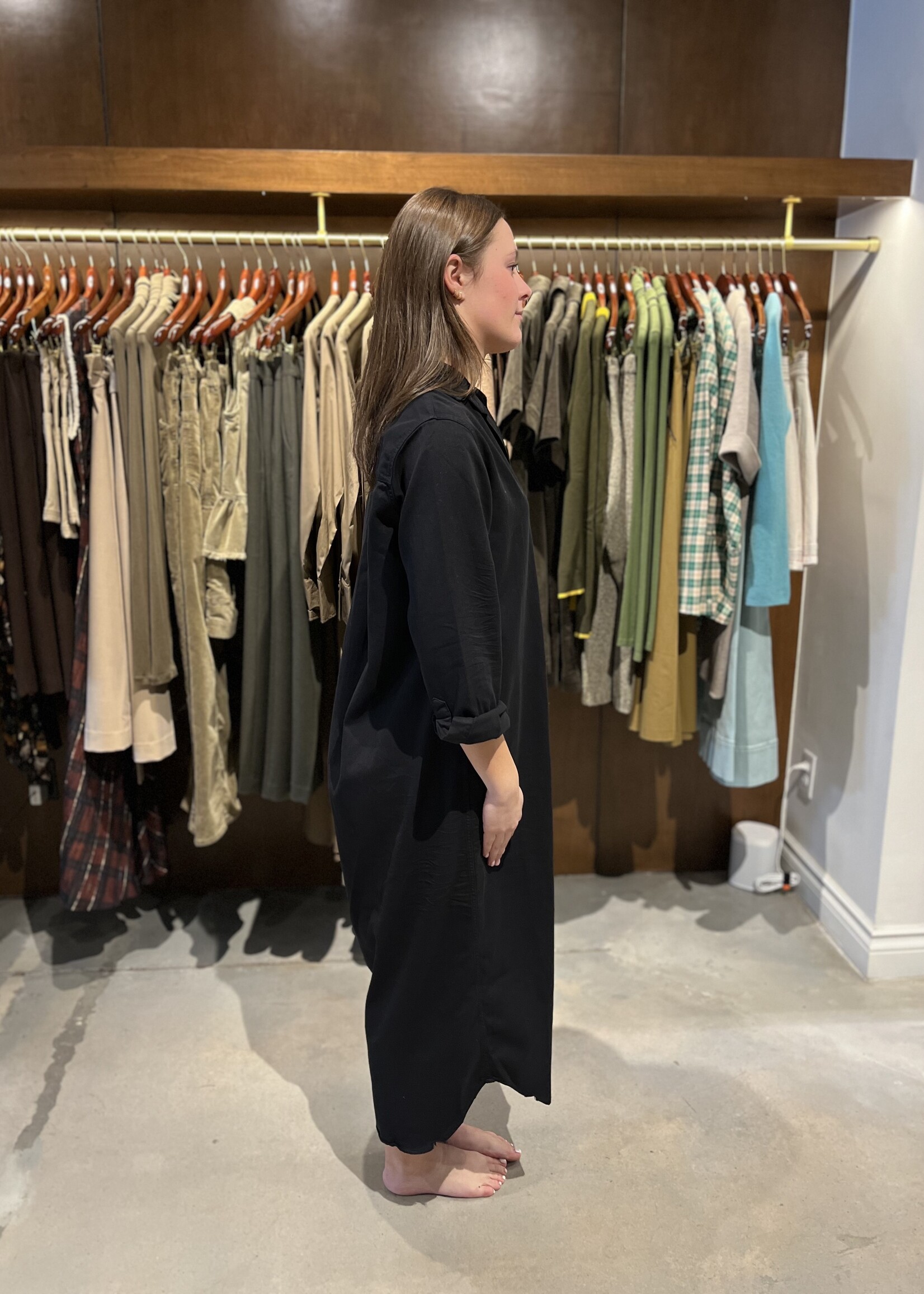 Frank & Eileen Rory Maxi Shirtdress- Blackout Denim BKCD