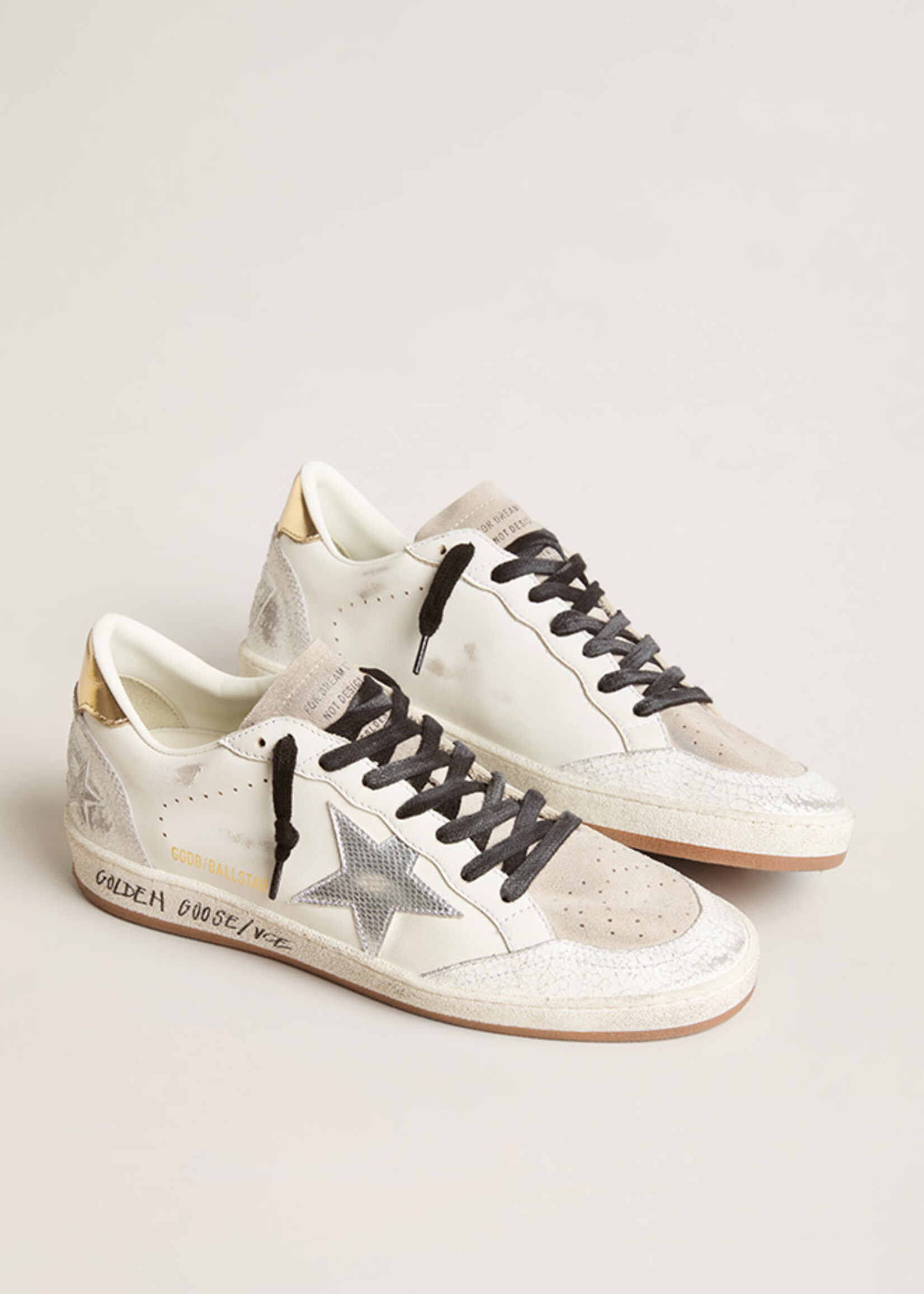 Golden Goose Ball Star Leather Upper Crack Toe and Spur Mini Viper Leather Printed Star Laminated Heel Signature