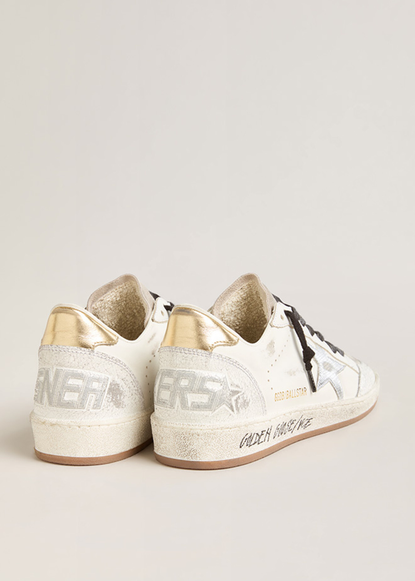Golden Goose Ball Star Leather Upper Crack Toe and Spur Mini Viper Leather Printed Star Laminated Heel Signature