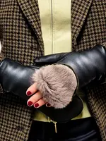 ARISTIDE A136- BLACK/TAUPE- Lambskin & Rabbit Fur