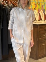 Sleepy Jones Bishop Pajama Set- Large Grey Gingham