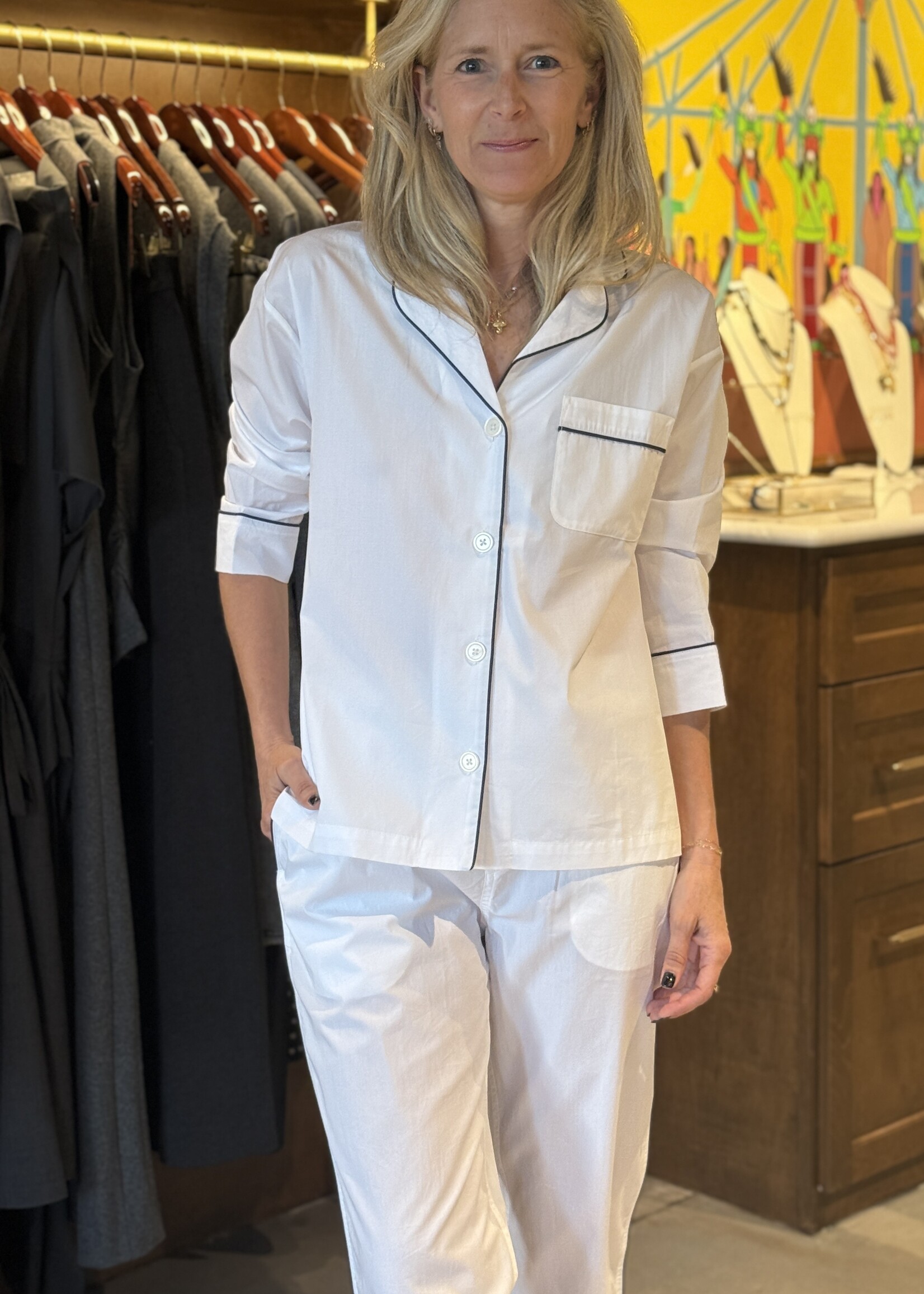 Sleepy Jones Marina Pajama Set- White End on End