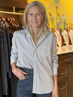 Frank & Eileen Eileen Button-Up- Army Green Stripe