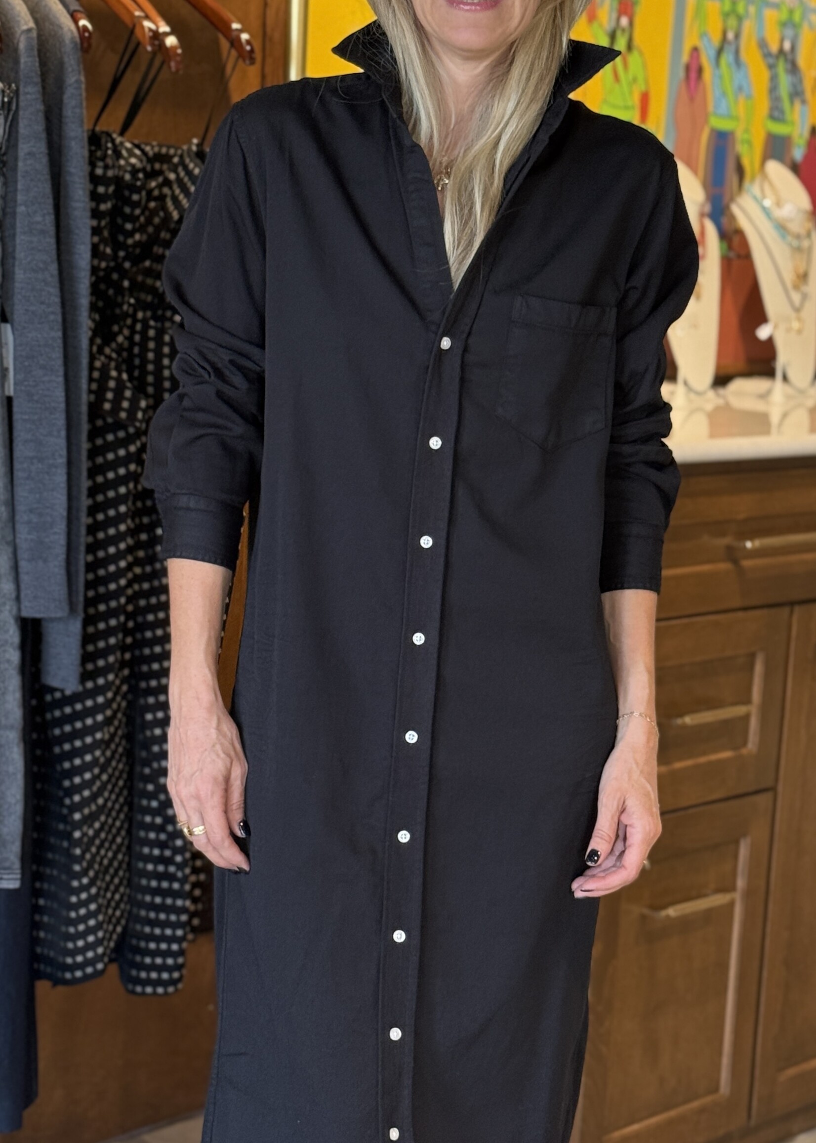 Frank & Eileen Rory Maxi Shirtdress- Blackout Denim BKCD
