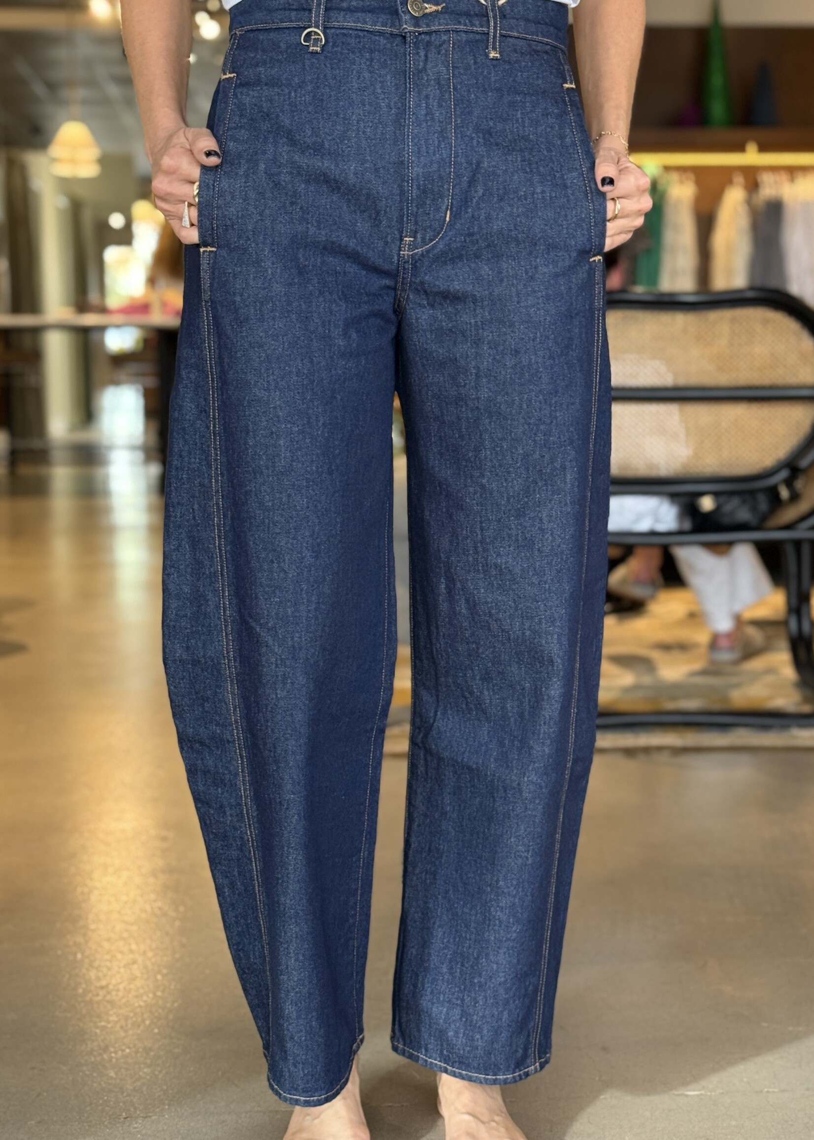 Veronica Beard Ryder High Rise Barrel- Indigo Rinse