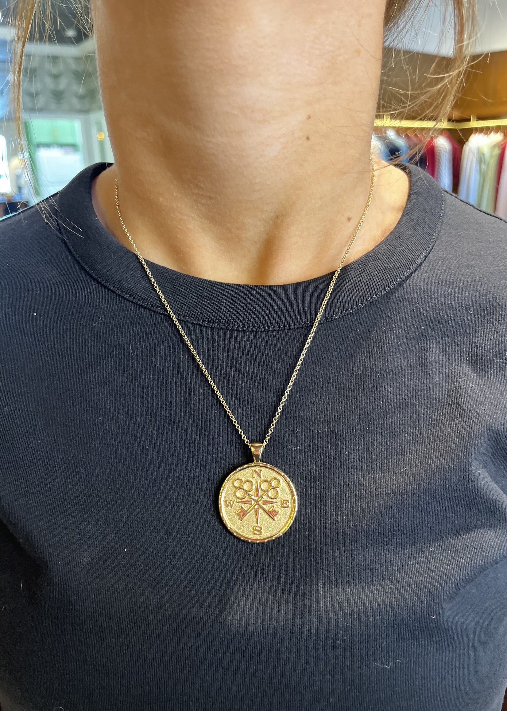 Jane Win Jewelry FOREVER JW Original Pendant Coin Gold / 16-18" Classic Rolo Chain