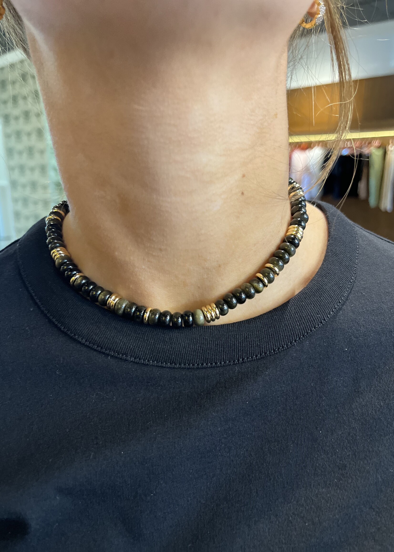 Jane Win Jewelry Gumdrop Beaded Necklace in Obsidian