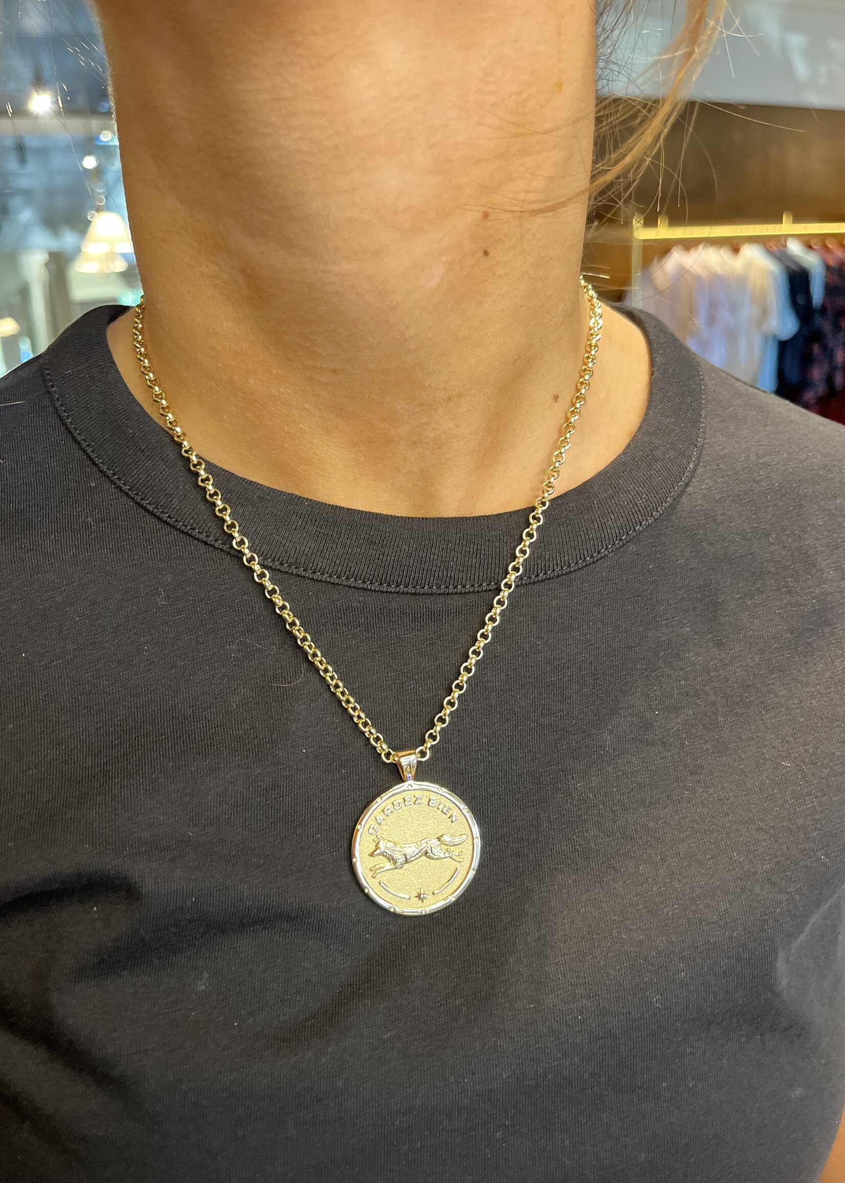 Jane Win Jewelry PROTECT FOX JW Original Pendant Gold / 18" Grande Rolo Chain