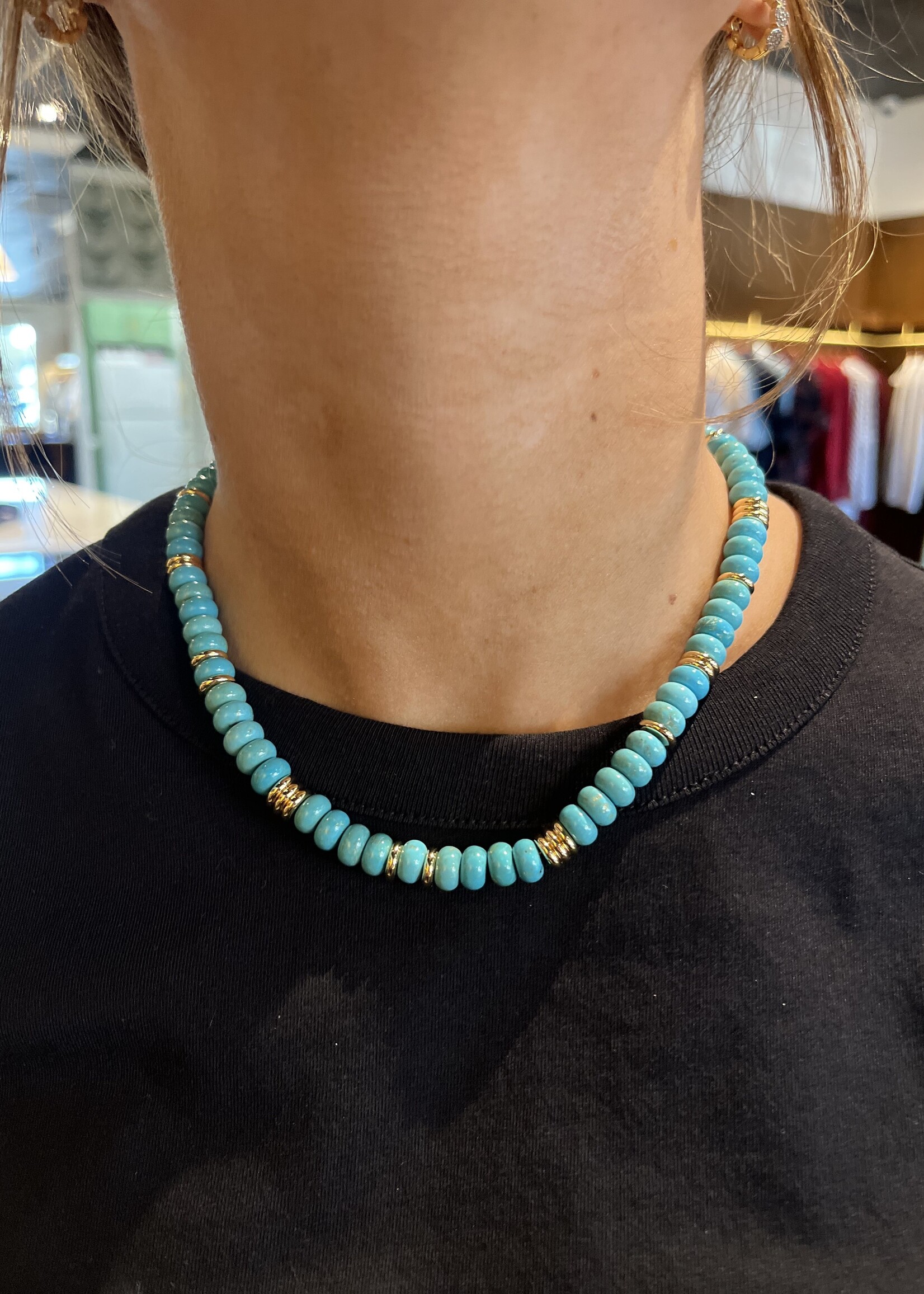 Jane Win Jewelry Gumdrop Beaded Necklace in Turquoise