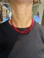 Jane Win Jewelry Double Wrap Beaded Necklace in Crimson Coral