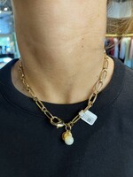 Jane Win Jewelry Wheels of Fortune Chain with Mother of Pearl Bead 16"