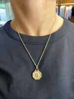 Jane Win Jewelry LUCKY Petite Embellished Coin 16-18" Classic Rolo Chain