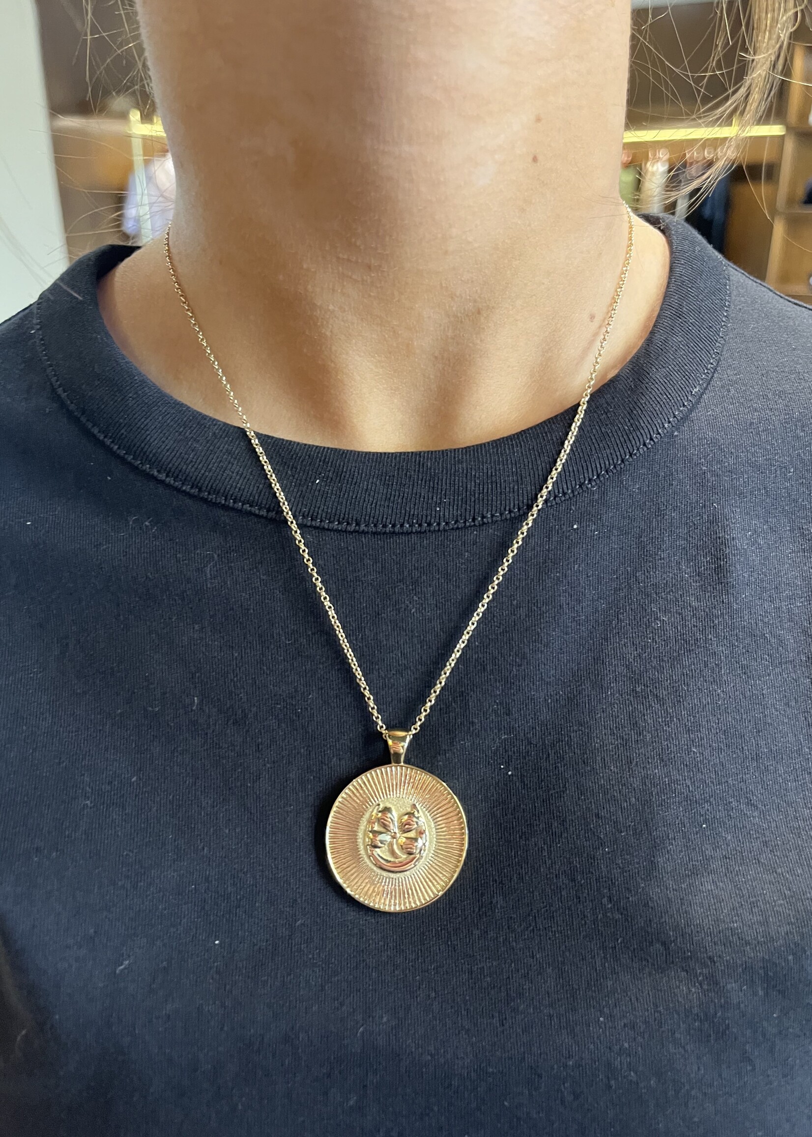 Jane Win Jewelry LUCKY JW Original Pendant Coin Gold / 16-18" Classic Rolo Chain