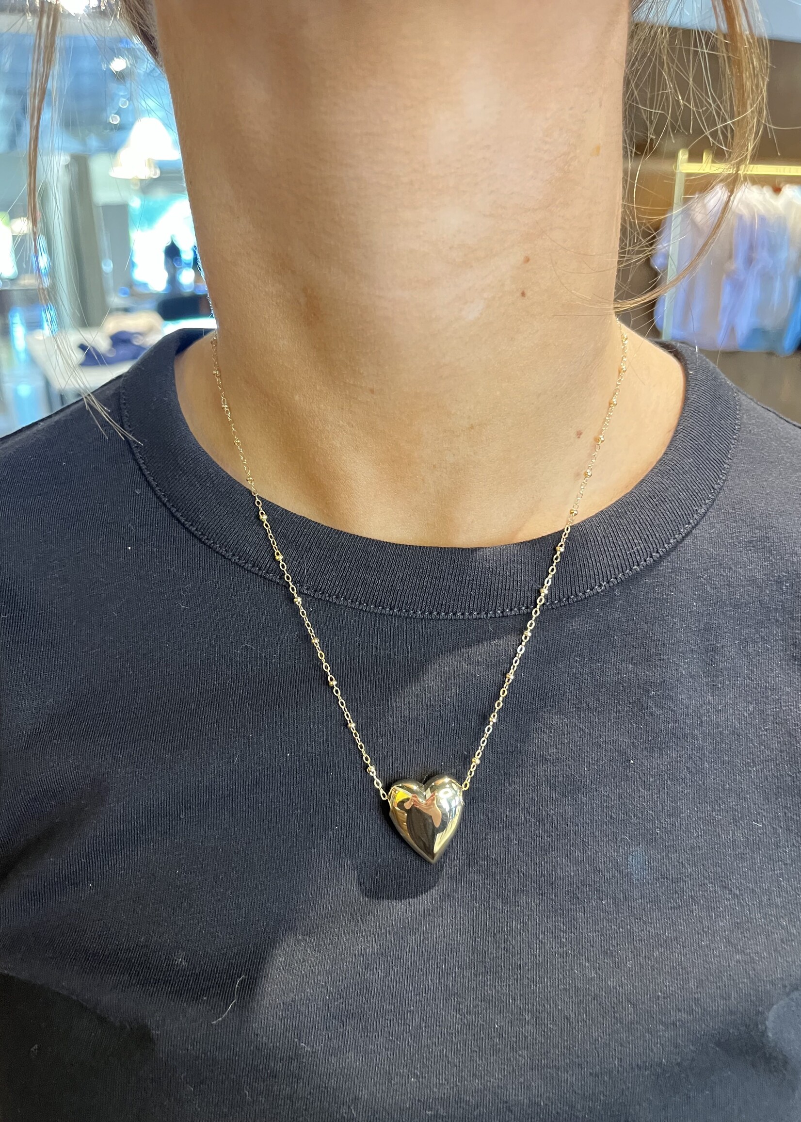 Jane Win Jewelry LOVE Tender Heart Love Pendant 16-18" Beaded Satellite Chain