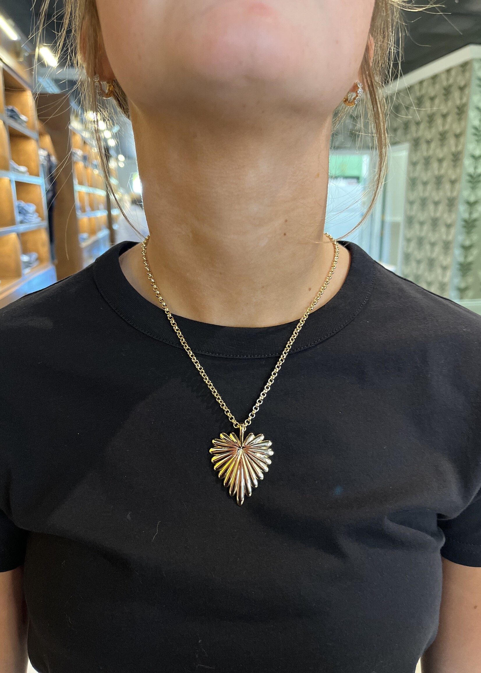 Jane Win Jewelry LOVE Full-Heart Pendant Gold / 18" Grande Rolo Chain