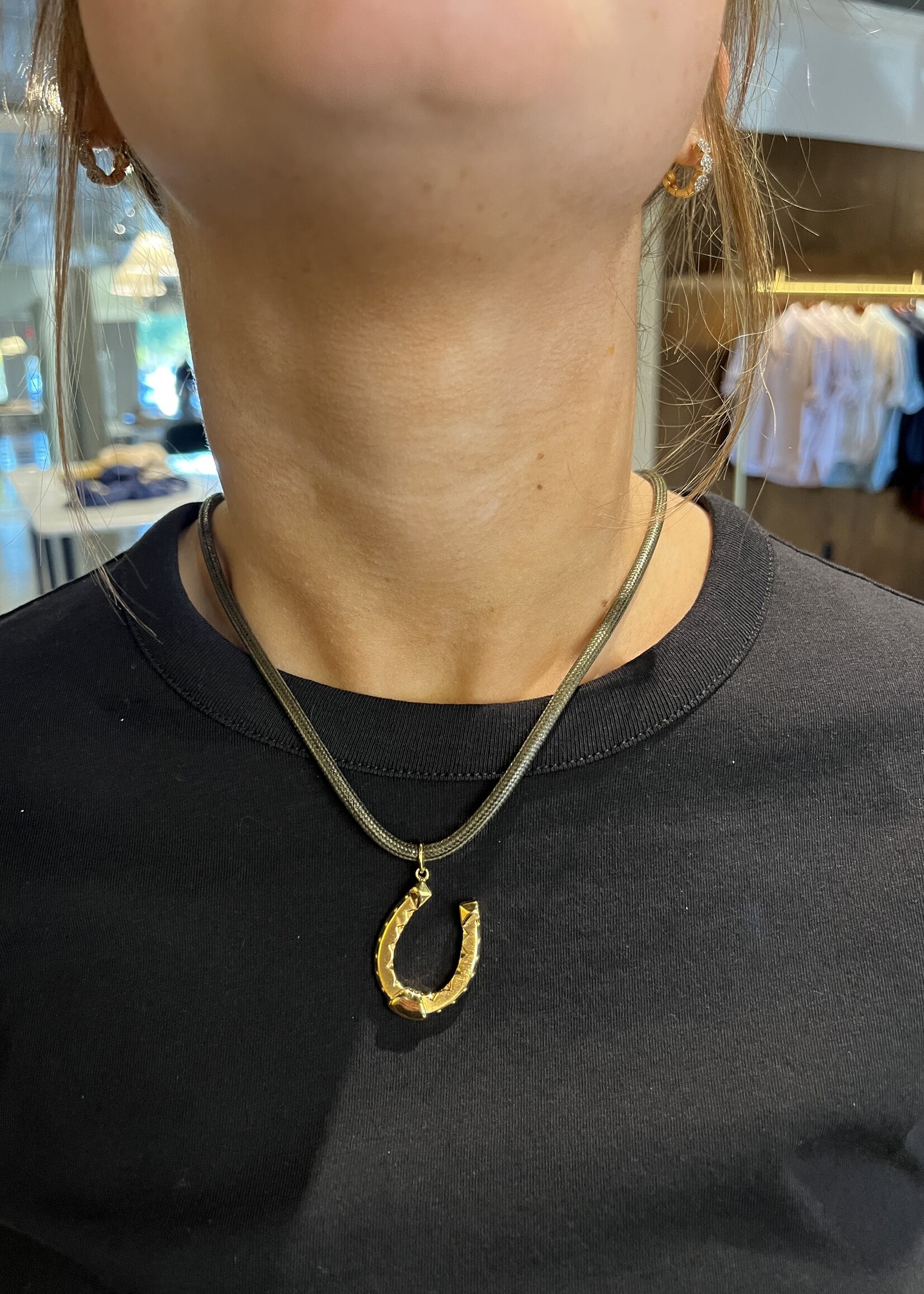 HART Jewelry Umber Brown Cord Necklace w Fortuna Horseshoe