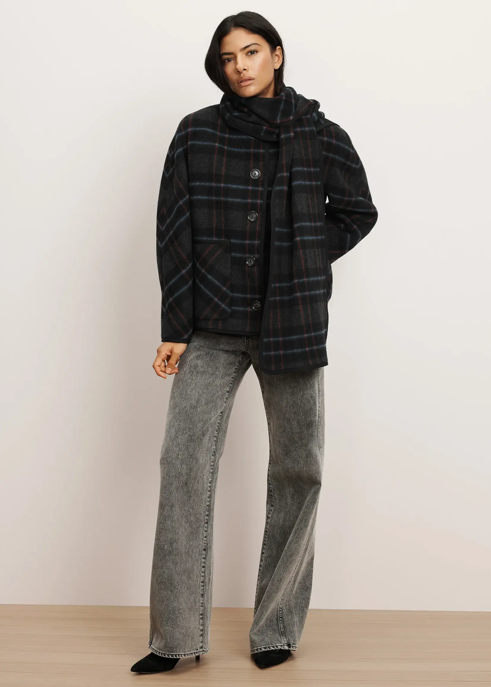 Veronica Beard Martine Dickey Coat w Scarf