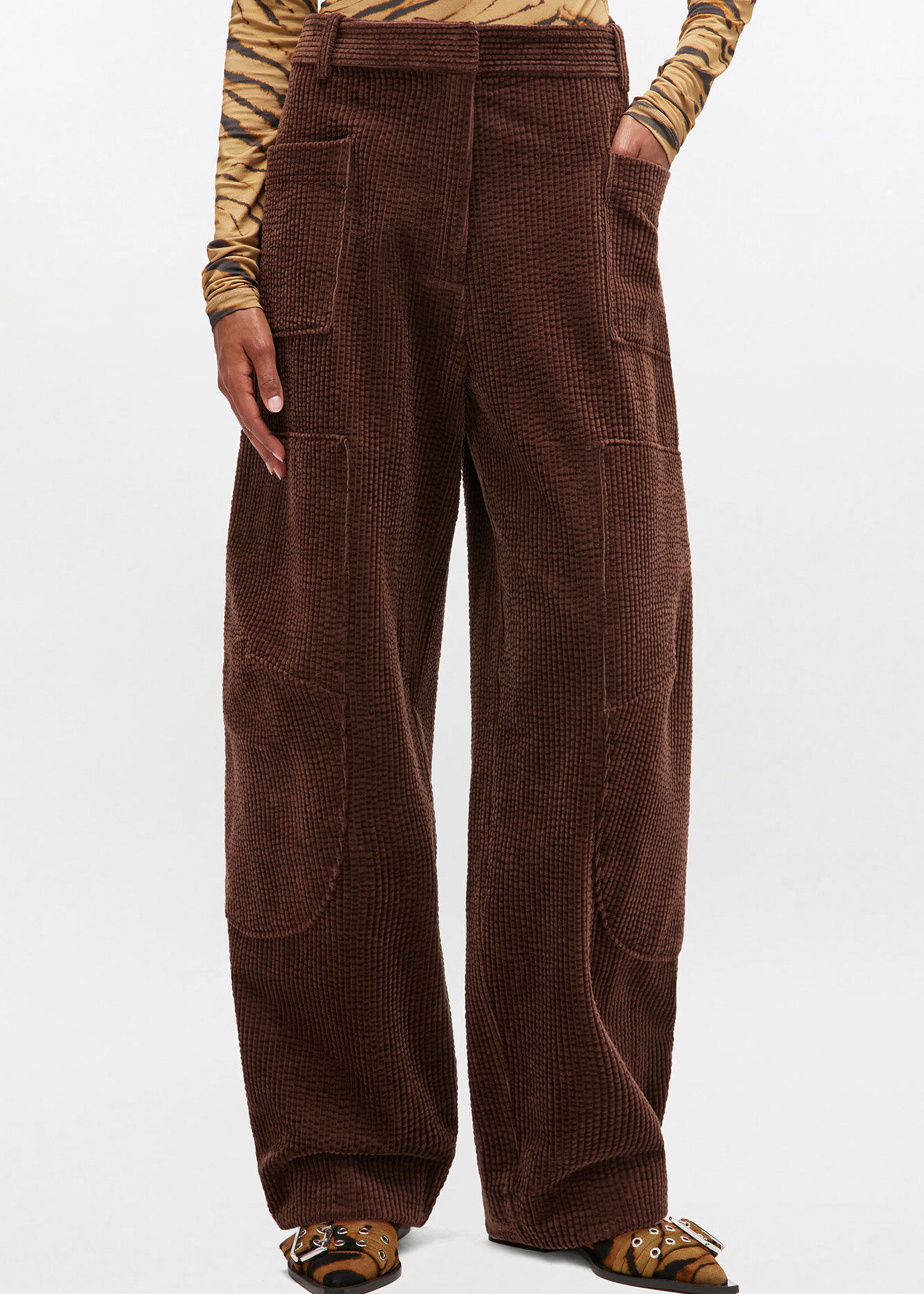 GANNI Seersucker Corduroy Curved Pants