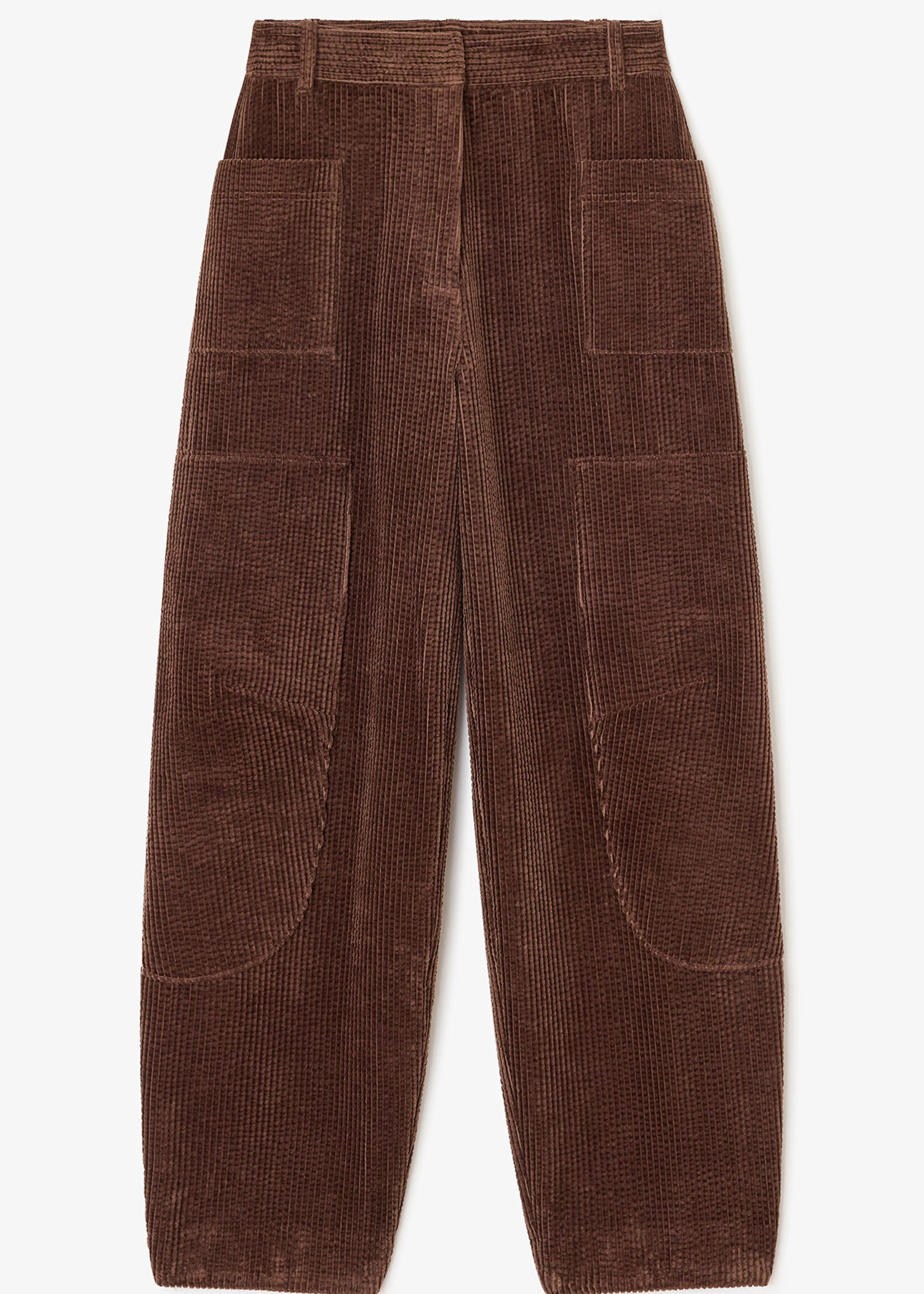 GANNI Seersucker Corduroy Curved Pants Brown Corduroy Curved Pants