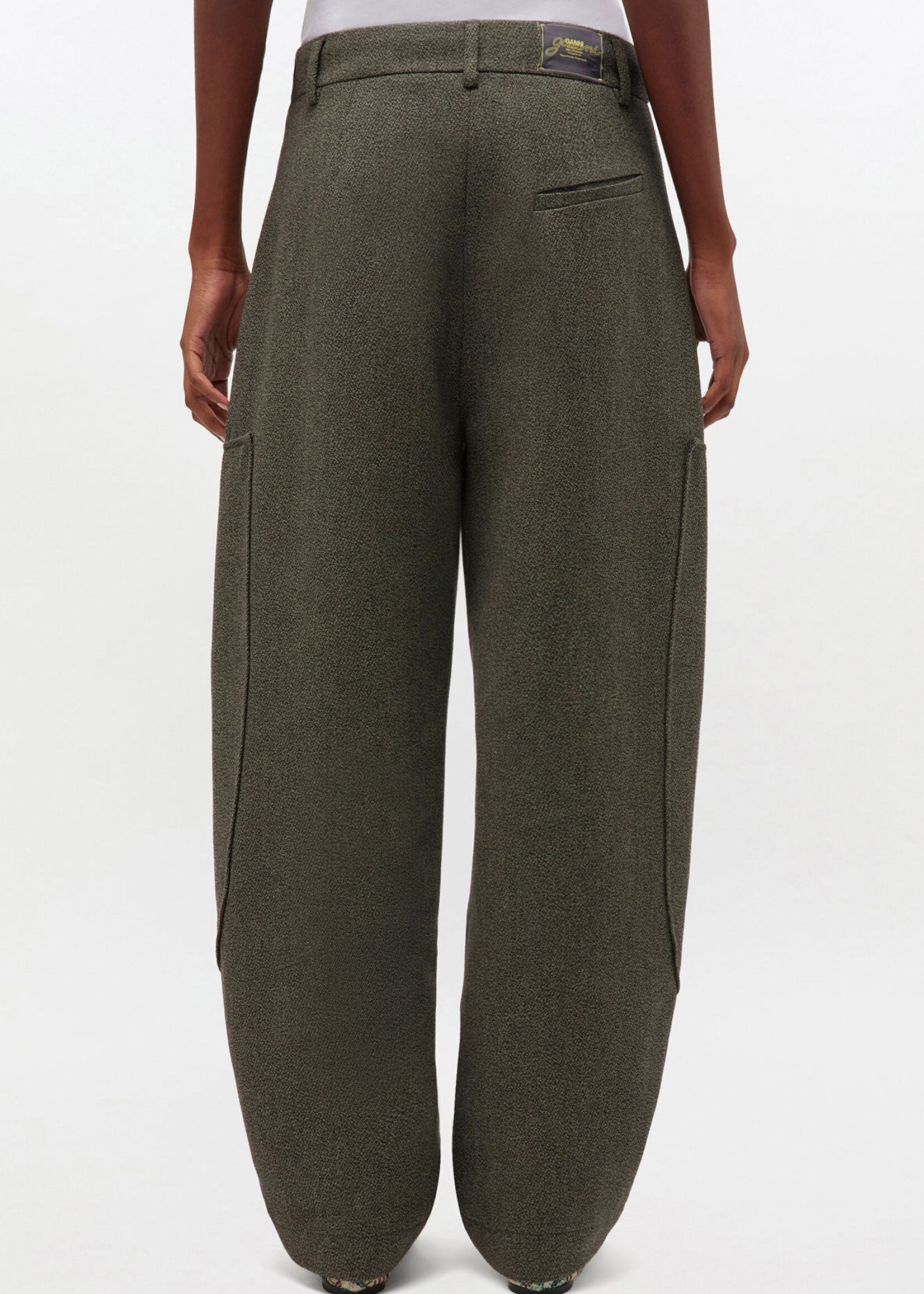 GANNI Mouline Suiting Curved Pants  Green Mouline Curved Pants