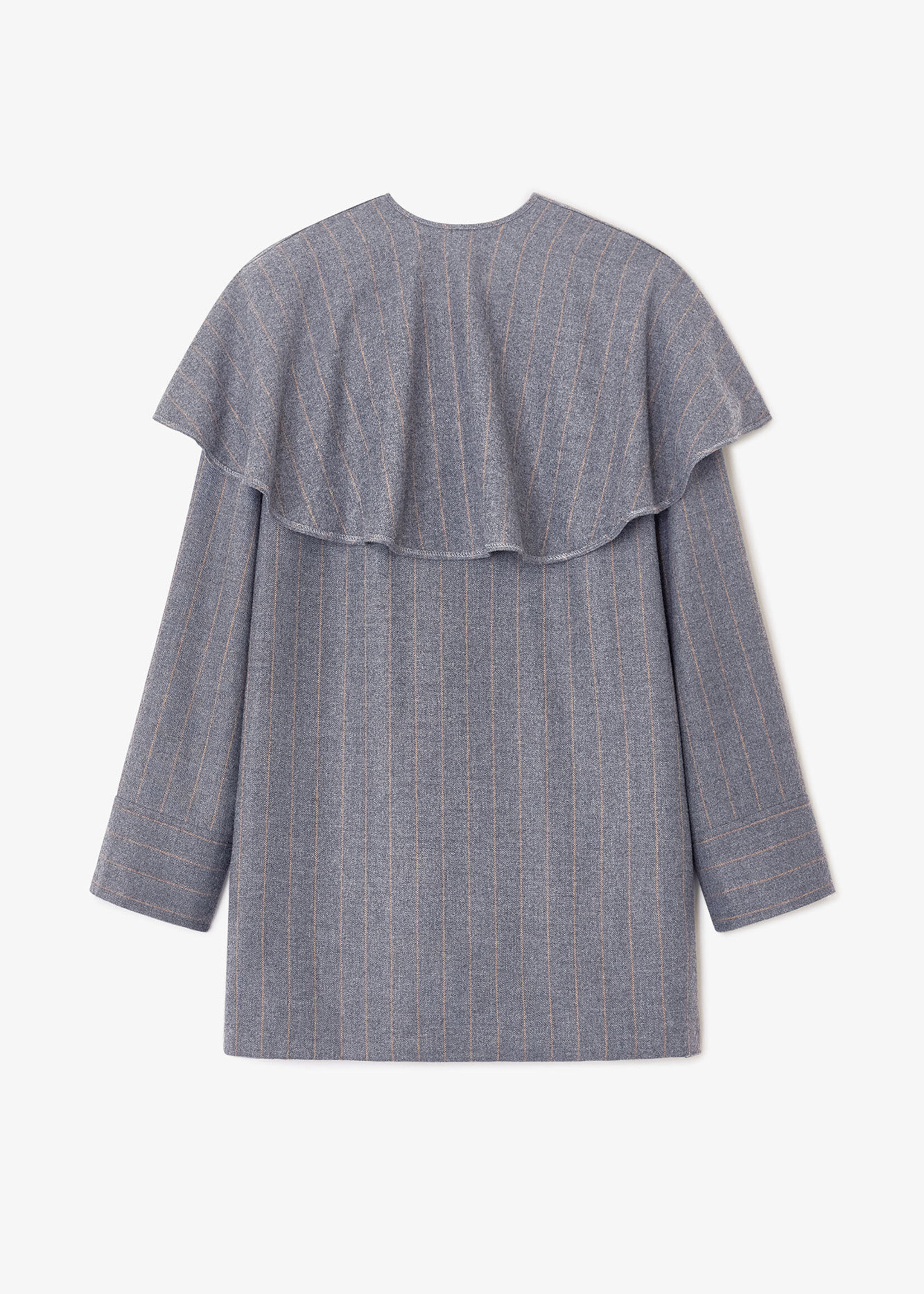 GANNI Brushed Wool Stripe Circle Collar Mini Dress