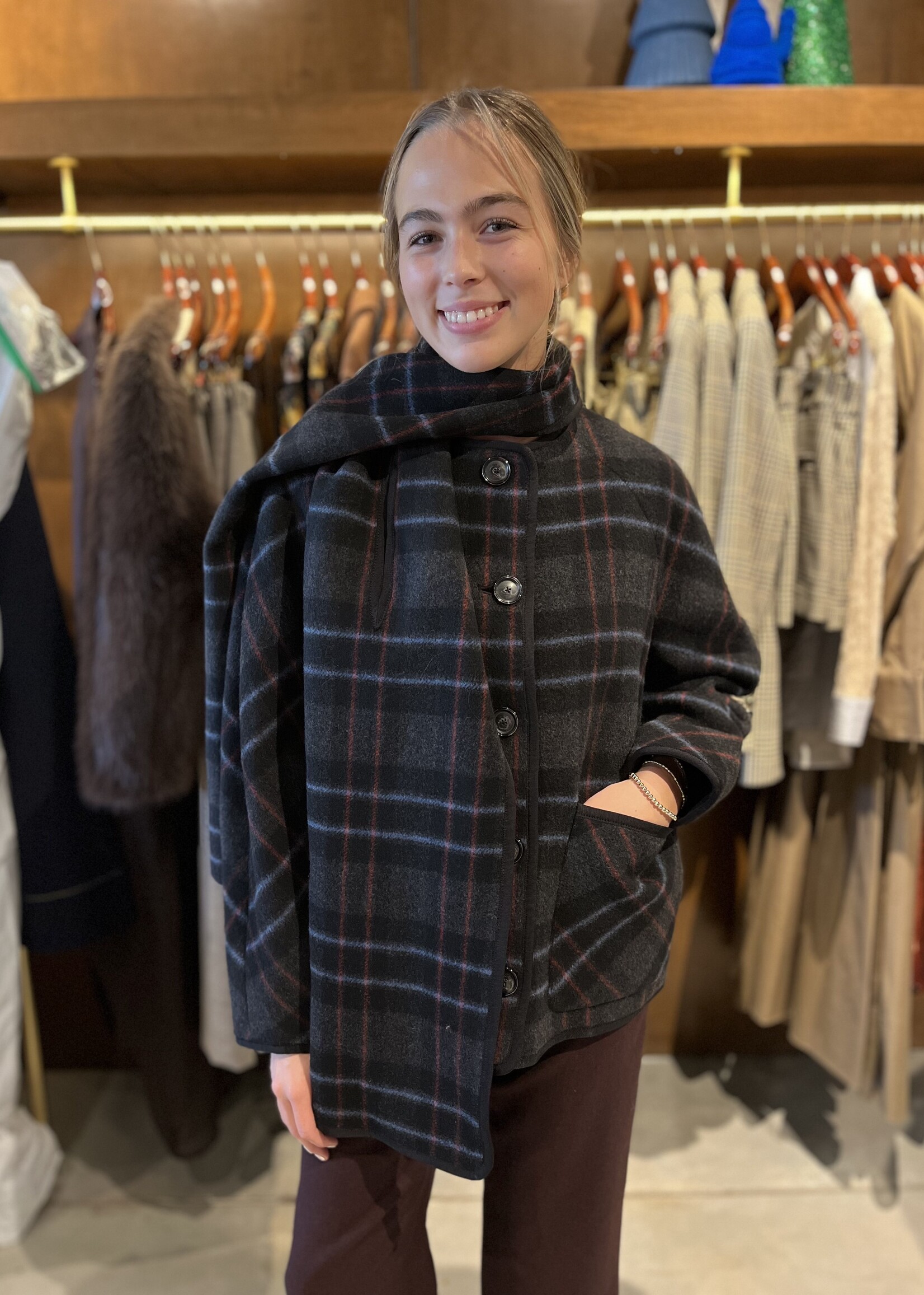 Veronica Beard Martine Dickey Coat w Scarf