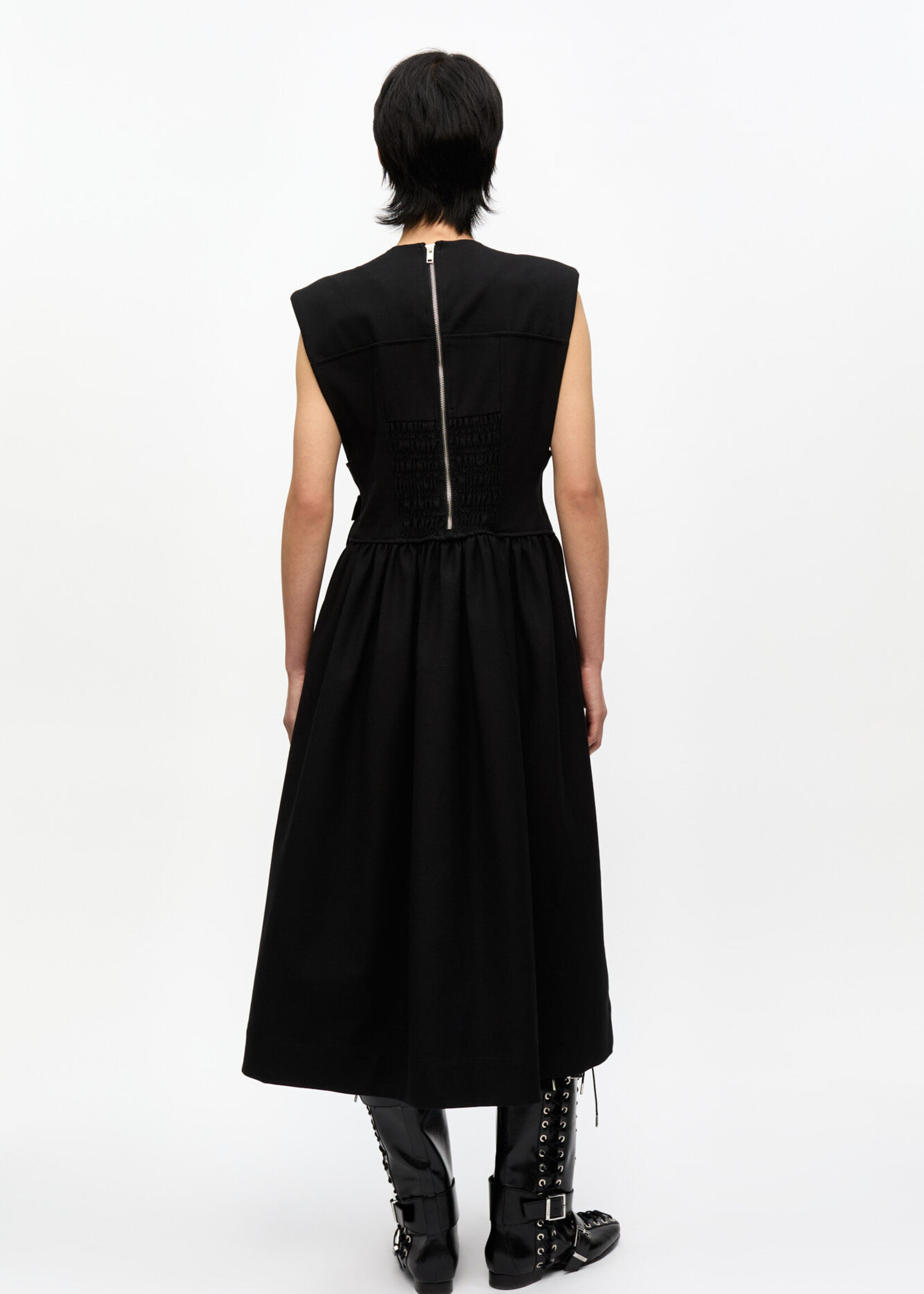 GANNI Heavy Cotton Tailorting Corset Midi Dress