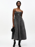 GANNI Stretch Future Denim Strap Midi Dress