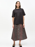 GANNI Foil Denim Midi Skirt