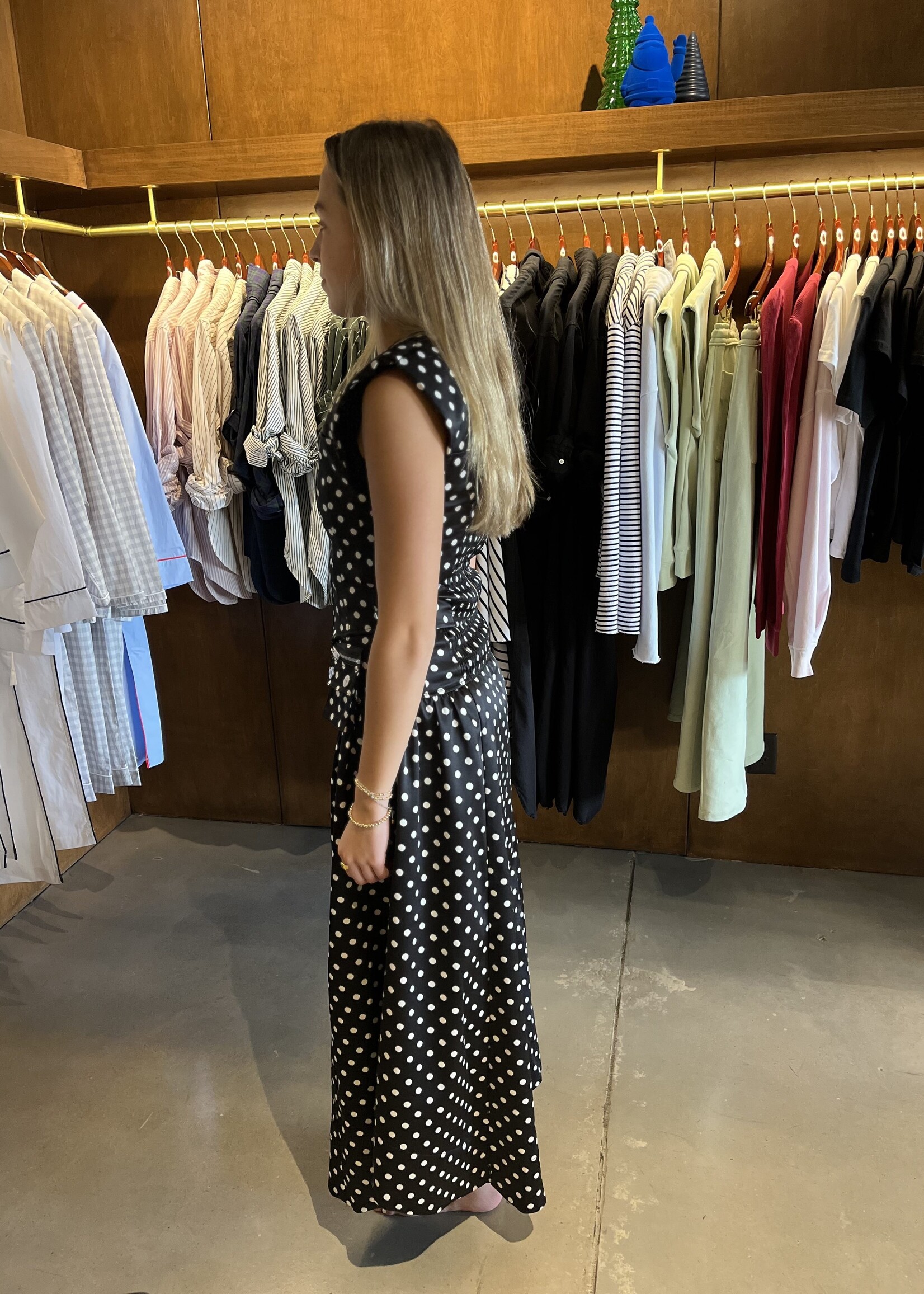 GANNI Printed Double Satin Corset Skirt