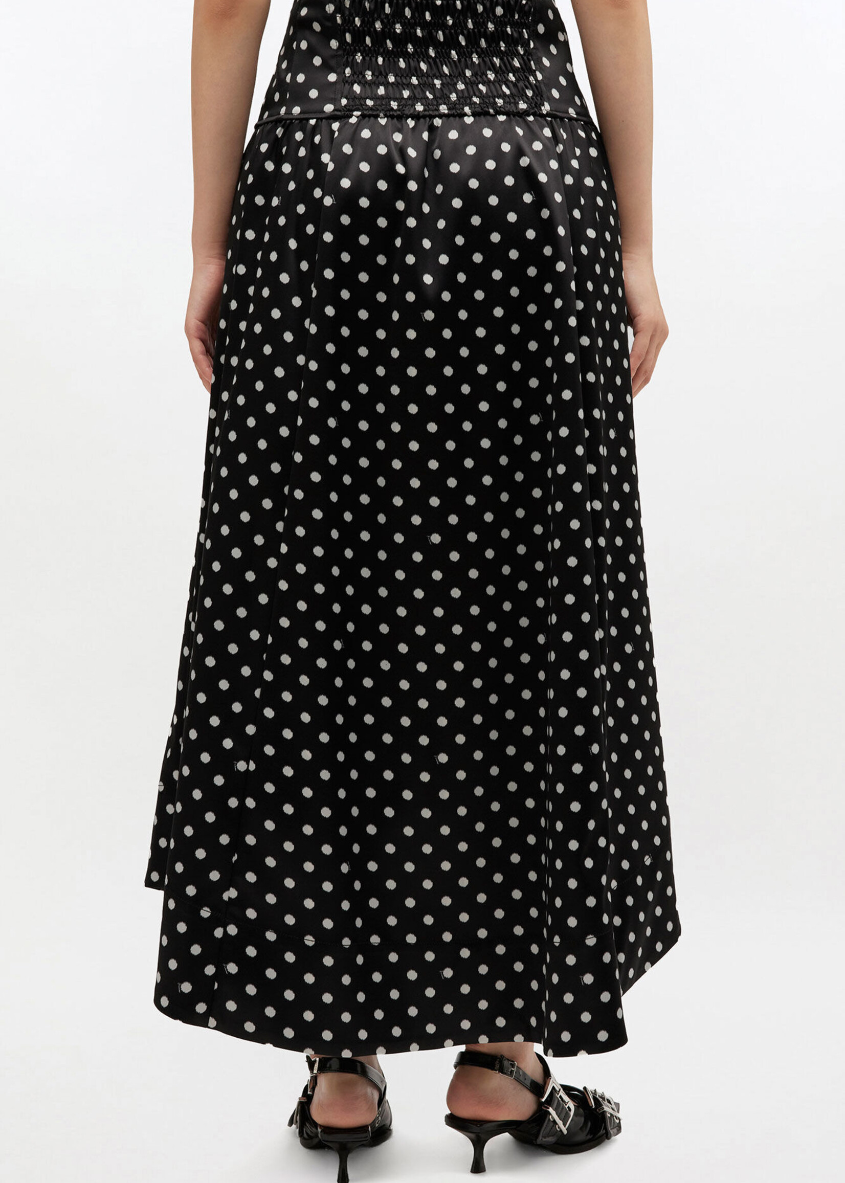 GANNI Printed Double Satin Corset Skirt